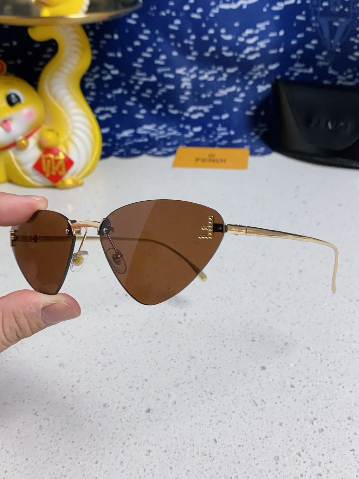 Fendi Lightweight Rimless Brown Lens Sunglasses for Women - 372478 - detail image 6