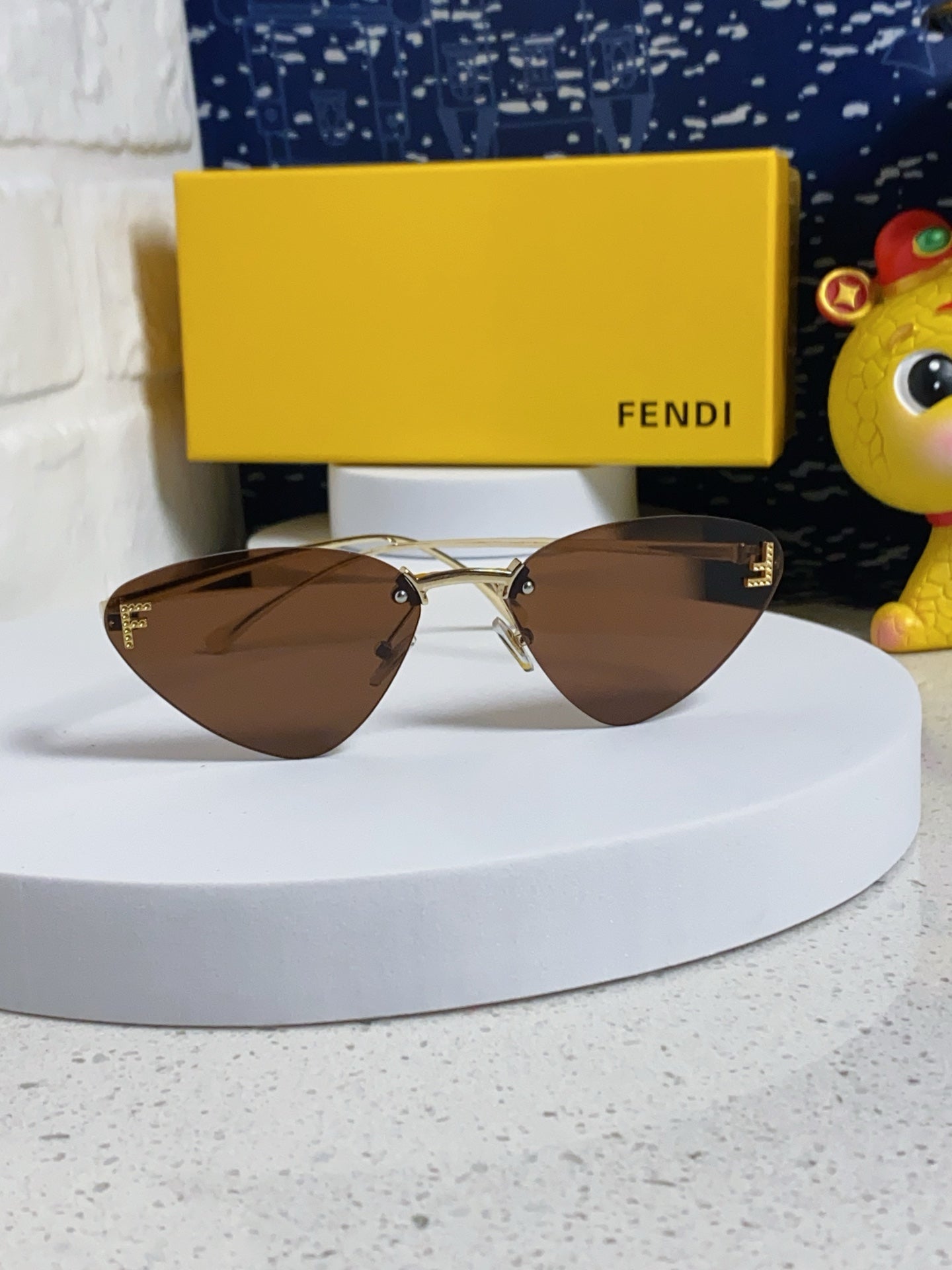 Fendi Lightweight Rimless Brown Lens Sunglasses for Women - 372478 - detail image 2