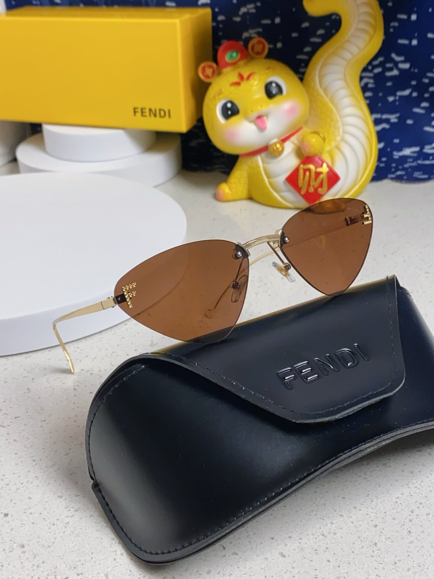 Fendi Lightweight Rimless Brown Lens Sunglasses for Women - 372478 - detail image 8