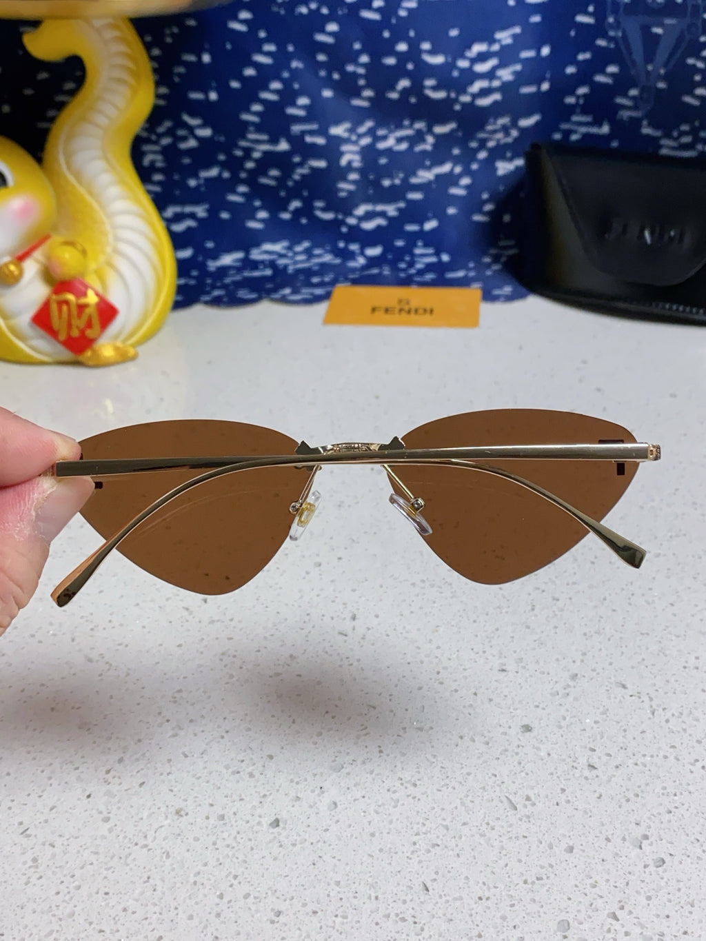 Fendi Lightweight Rimless Brown Lens Sunglasses for Women - 372478 - detail image 5