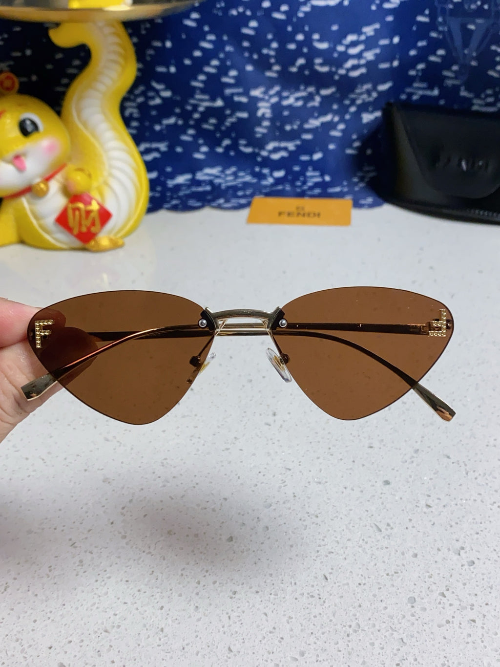 Fendi Lightweight Rimless Brown Lens Sunglasses for Women - 372478 - detail image 4