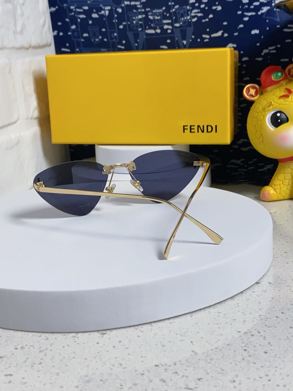 Fendi Lightweight Rimless Brown Lens Sunglasses for Women - 372479 - detail image 3