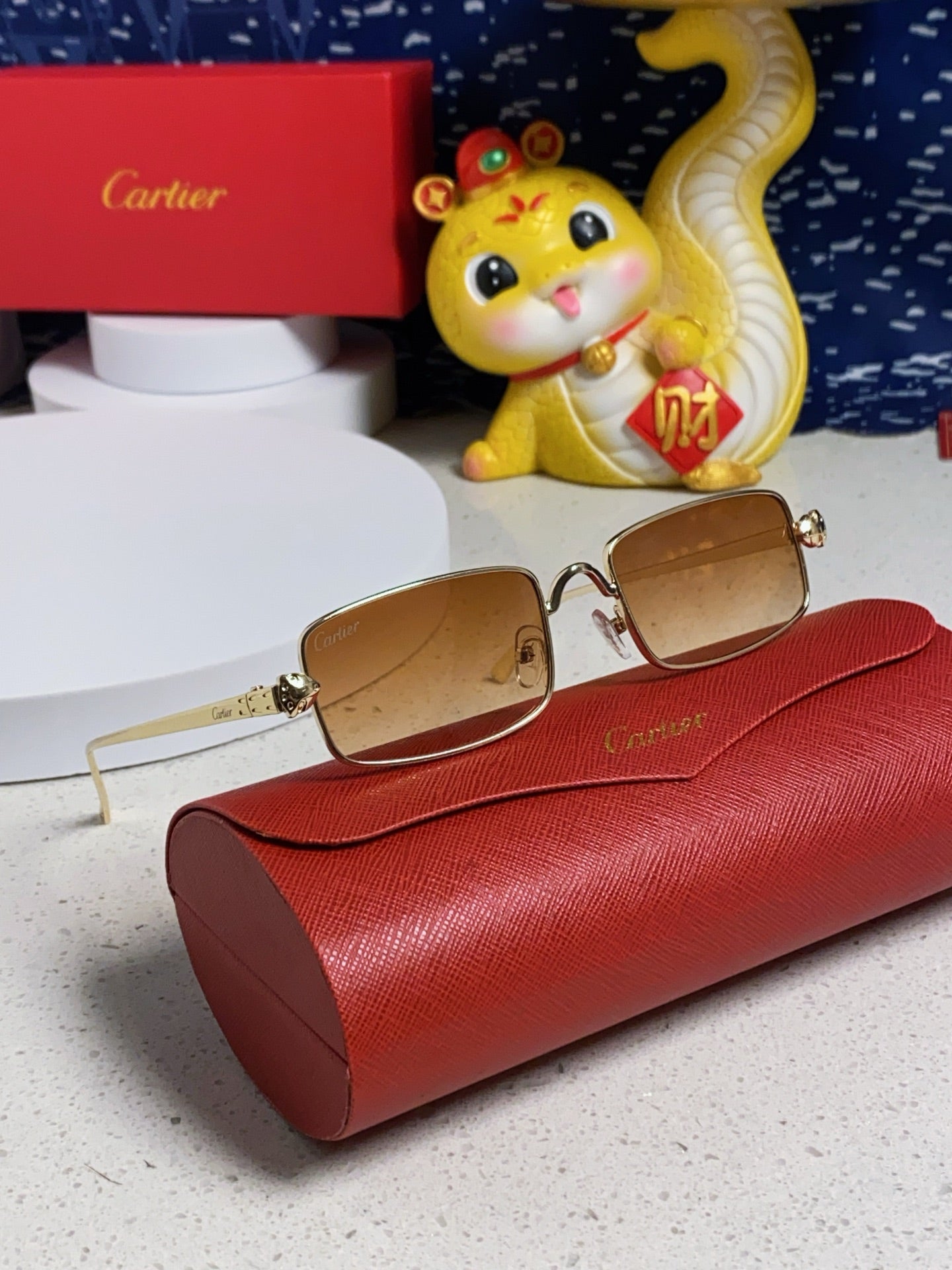 Cartier CT0473S Metal Square Orange Lens Sunglasses for Men & Women - detail image 9