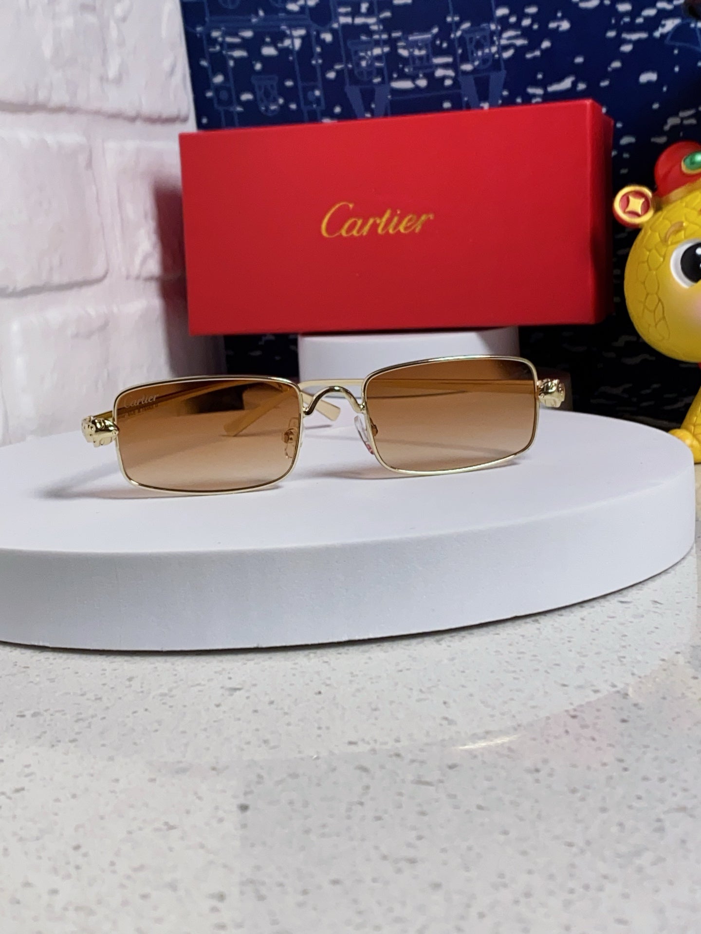 Cartier CT0473S Metal Square Orange Lens Sunglasses for Men & Women - detail image 2