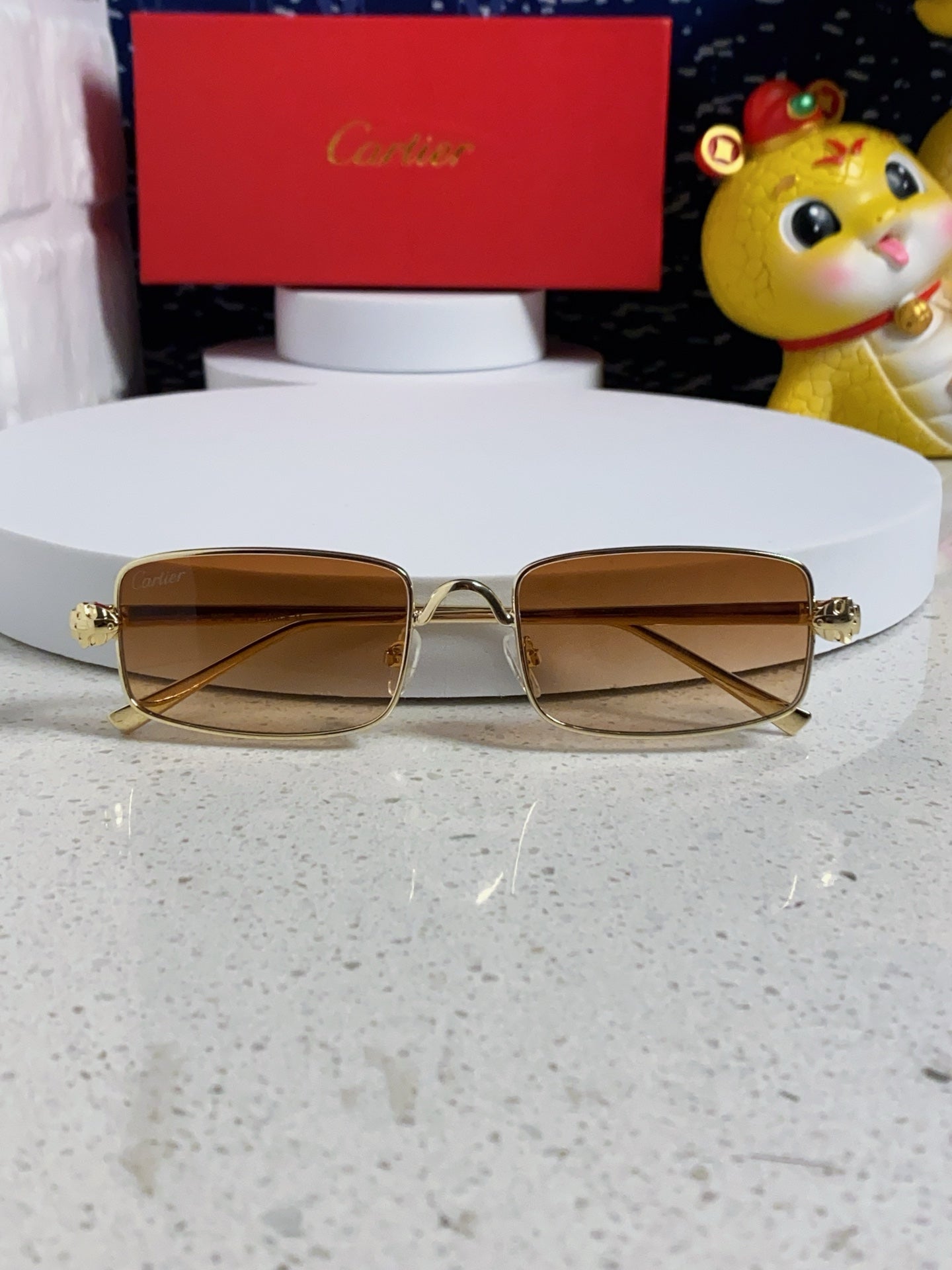 Cartier CT0473S Metal Square Orange Lens Sunglasses for Men & Women - detail image 8