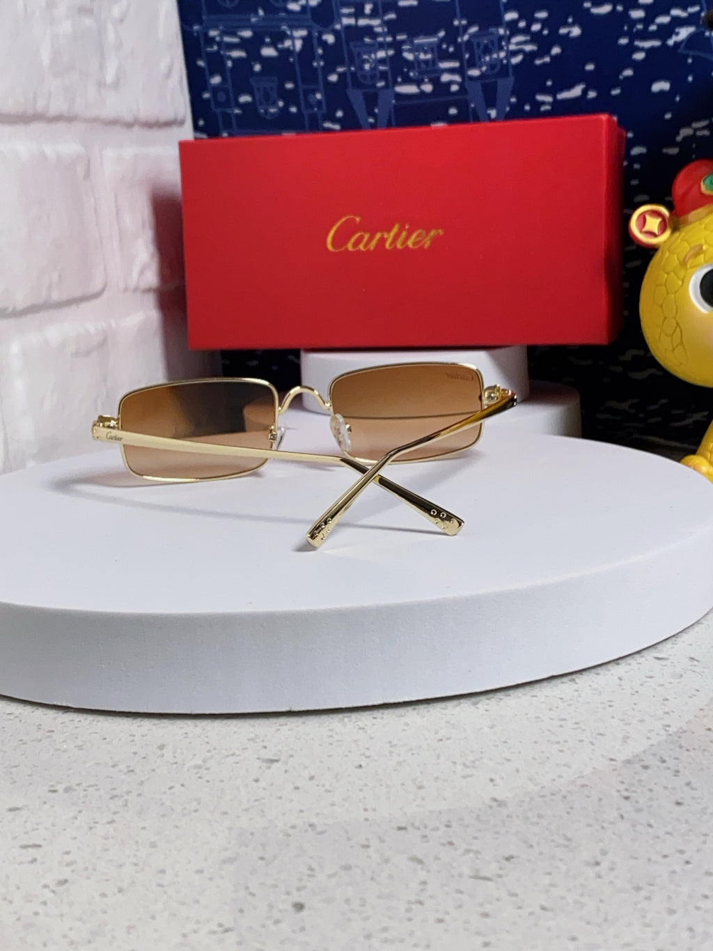 Cartier CT0473S Metal Square Orange Lens Sunglasses for Men & Women - detail image 3