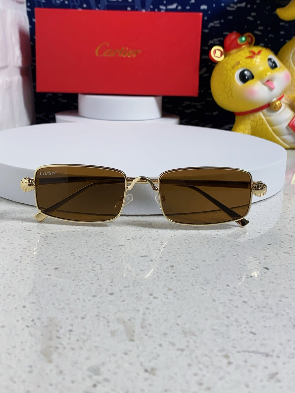 Cartier CT0473S Metal Square Brown Lens Sunglasses for Men & Women - detail image 8