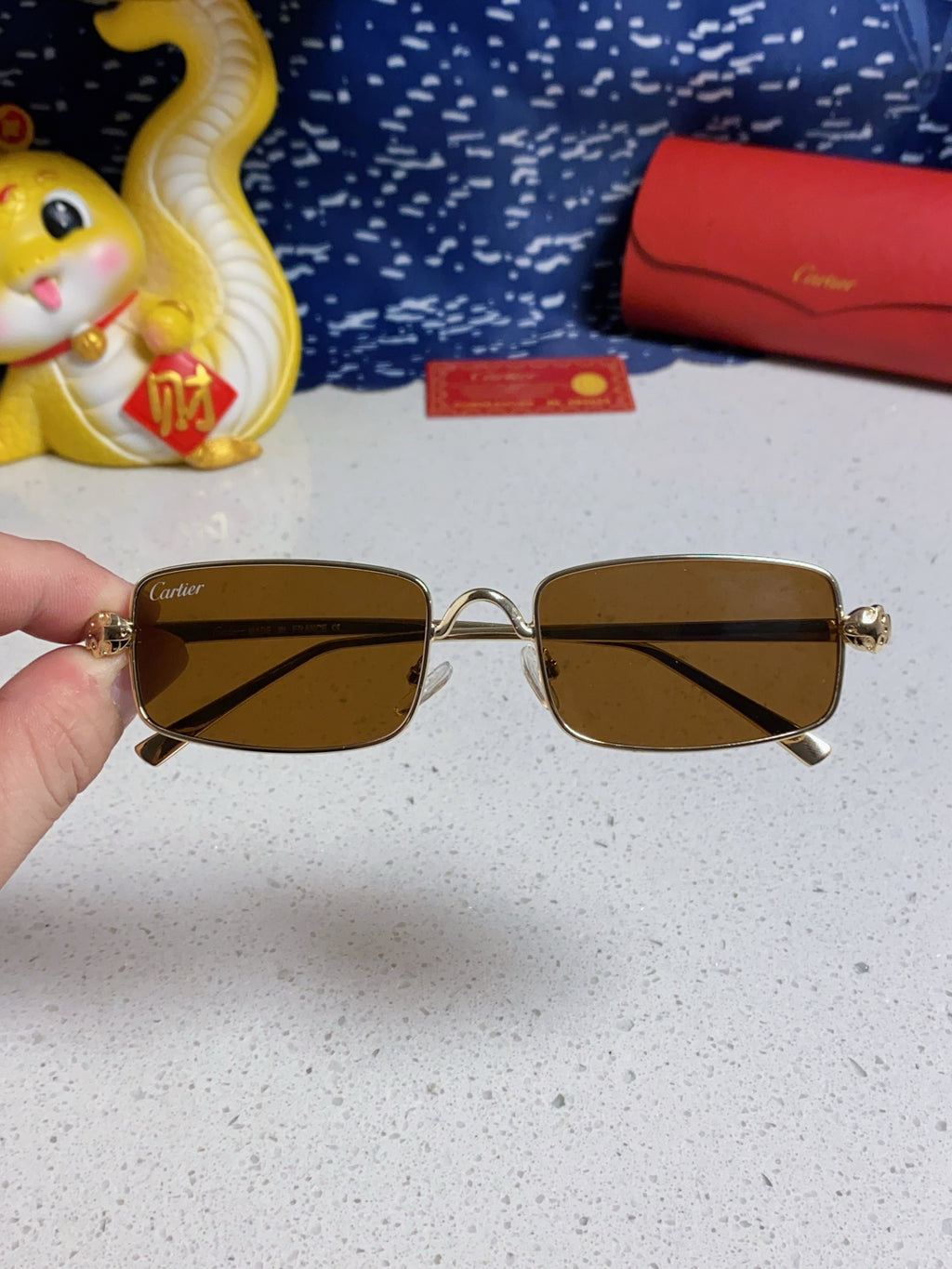 Cartier CT0473S Metal Square Brown Lens Sunglasses for Men & Women - detail image 4