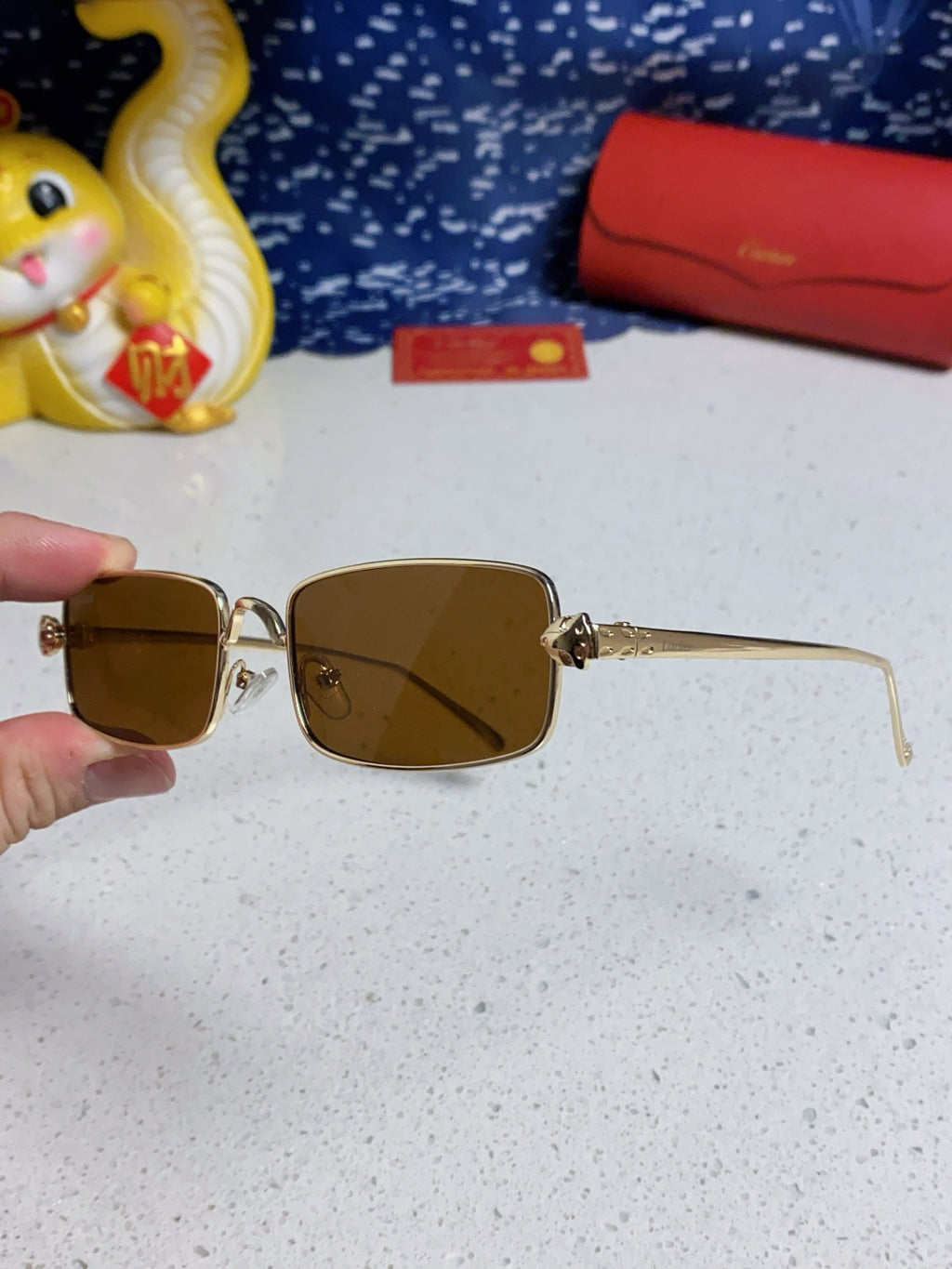 Cartier CT0473S Metal Square Brown Lens Sunglasses for Men & Women - detail image 6