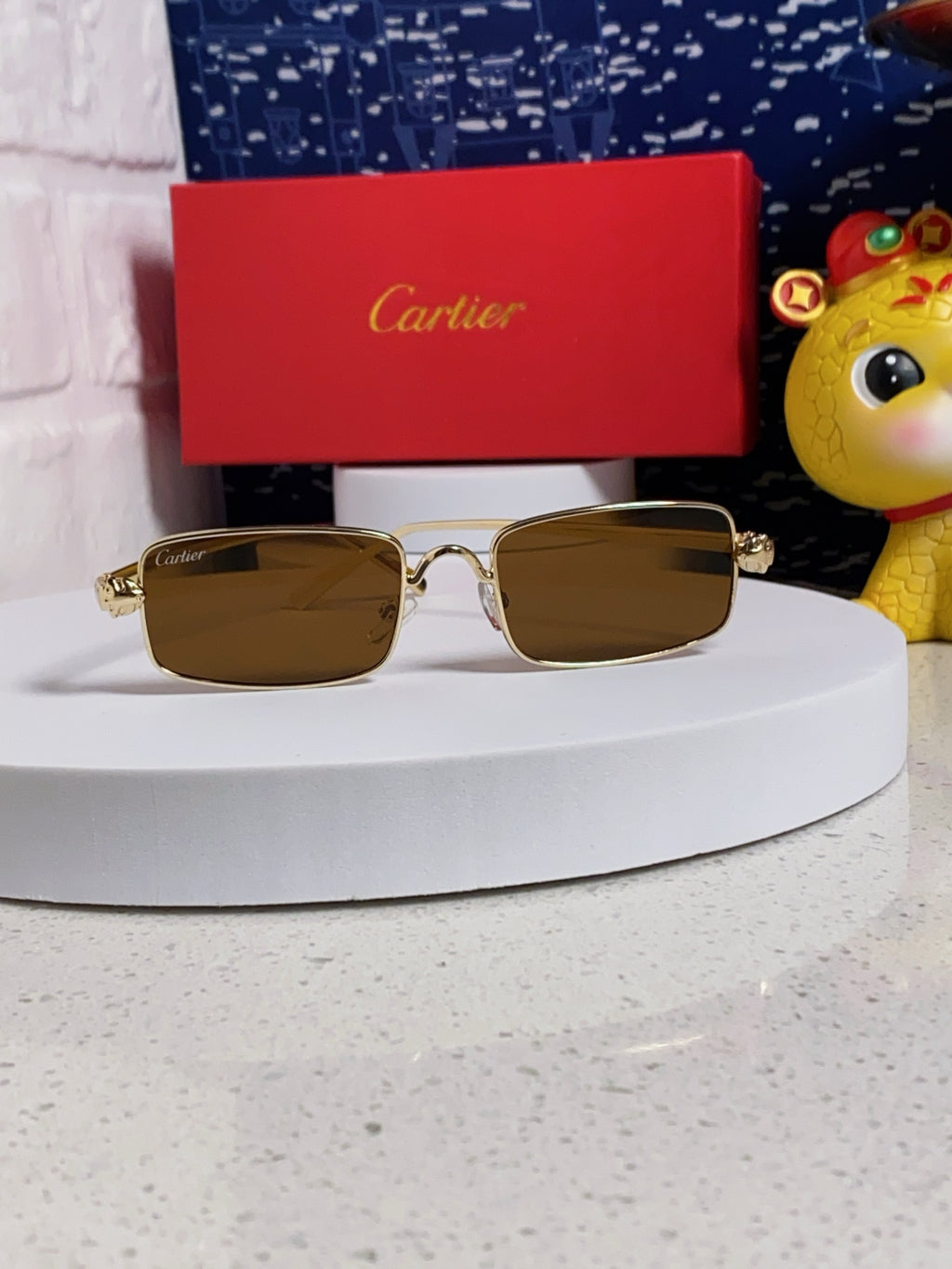 Cartier CT0473S Metal Square Brown Lens Sunglasses for Men & Women - detail image 2