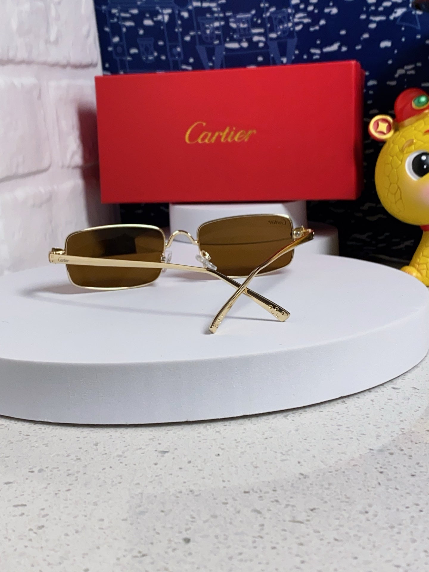 Cartier CT0473S Metal Square Brown Lens Sunglasses for Men & Women - detail image 3