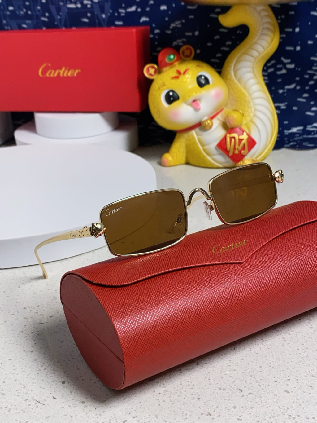 Cartier CT0473S Metal Square Brown Lens Sunglasses for Men & Women - detail image 9