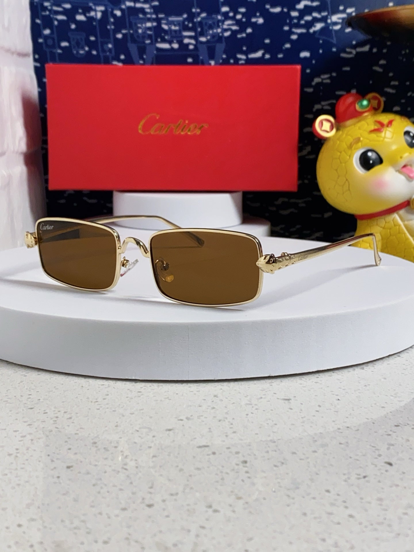 Cartier CT0473S Metal Square Brown Lens Sunglasses for Men & Women