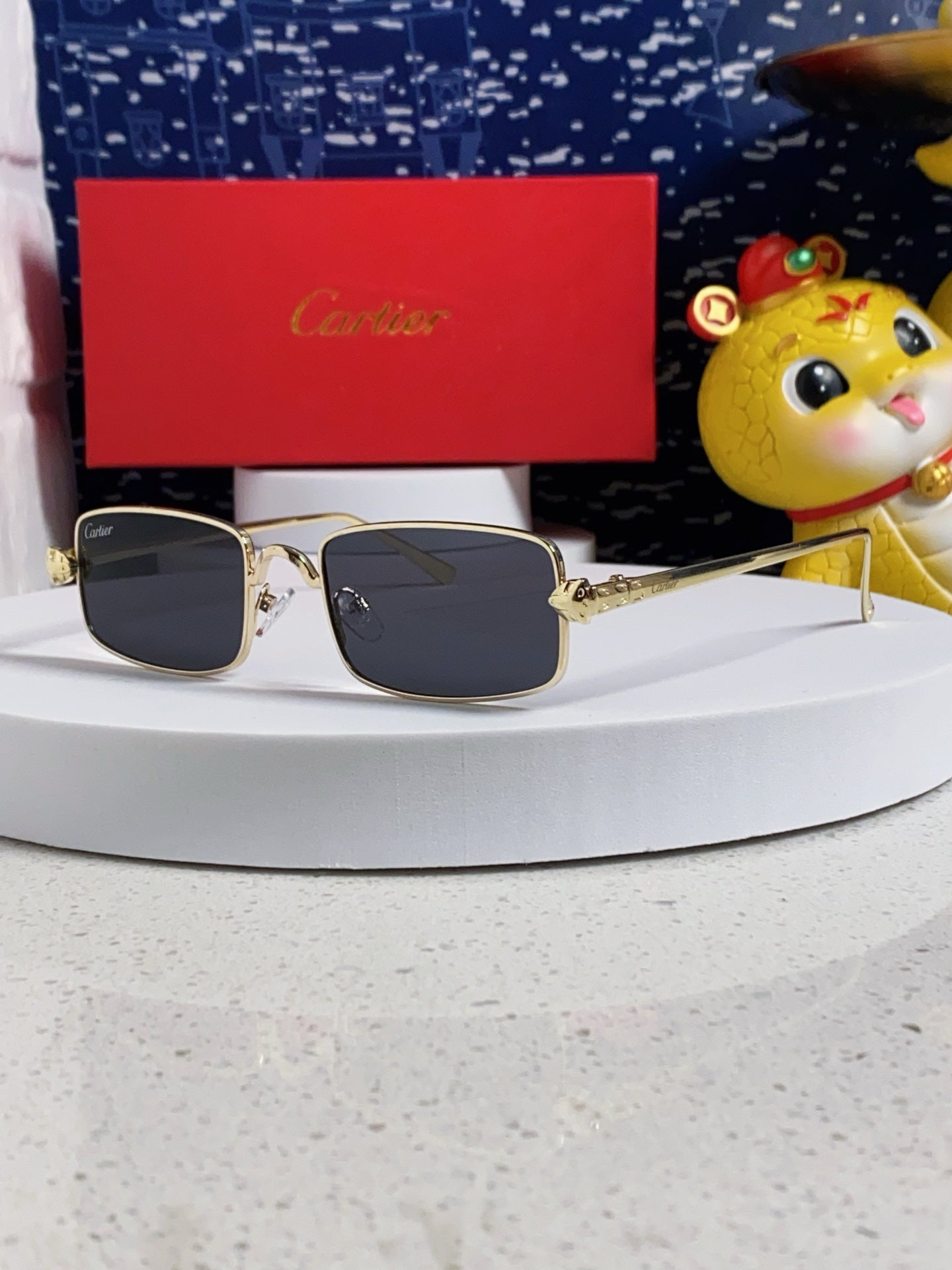 Cartier CT0473S Metal Square Red Lens Sunglasses for Men & Women - detail image 2