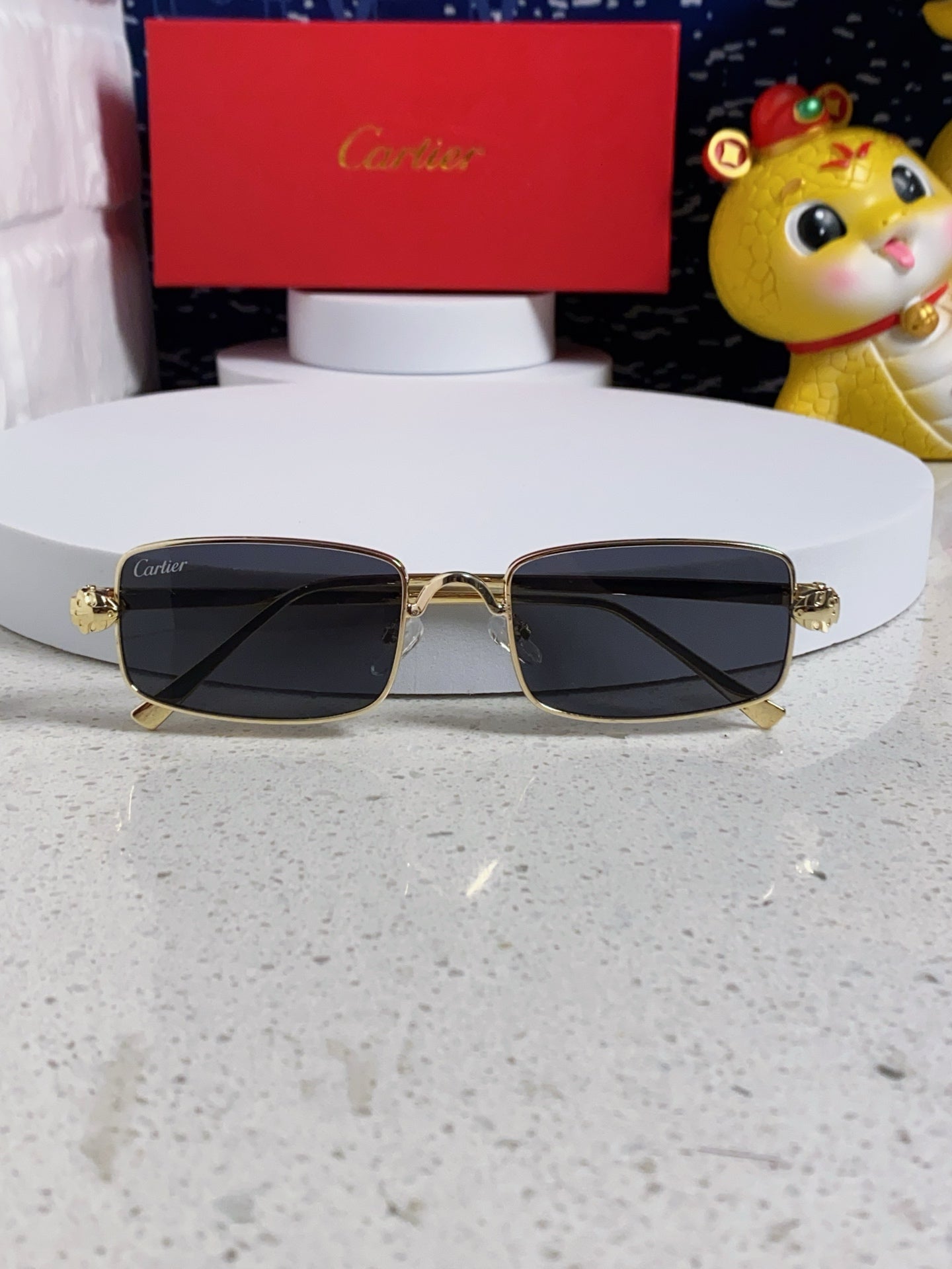 Cartier CT0473S Metal Square Red Lens Sunglasses for Men & Women - detail image 9