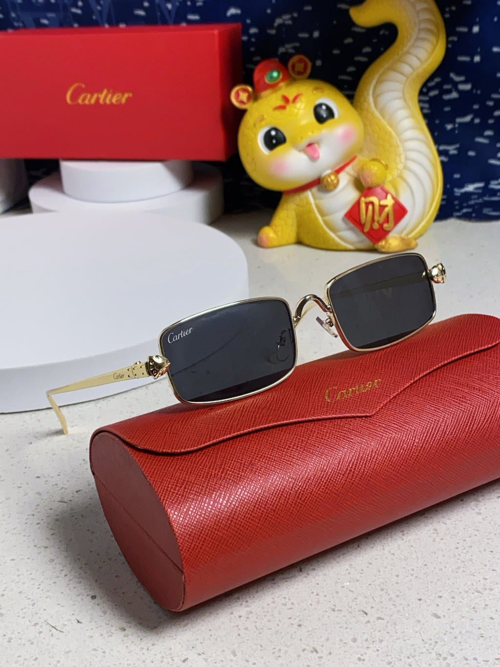 Cartier CT0473S Metal Square Red Lens Sunglasses for Men & Women - detail image 10
