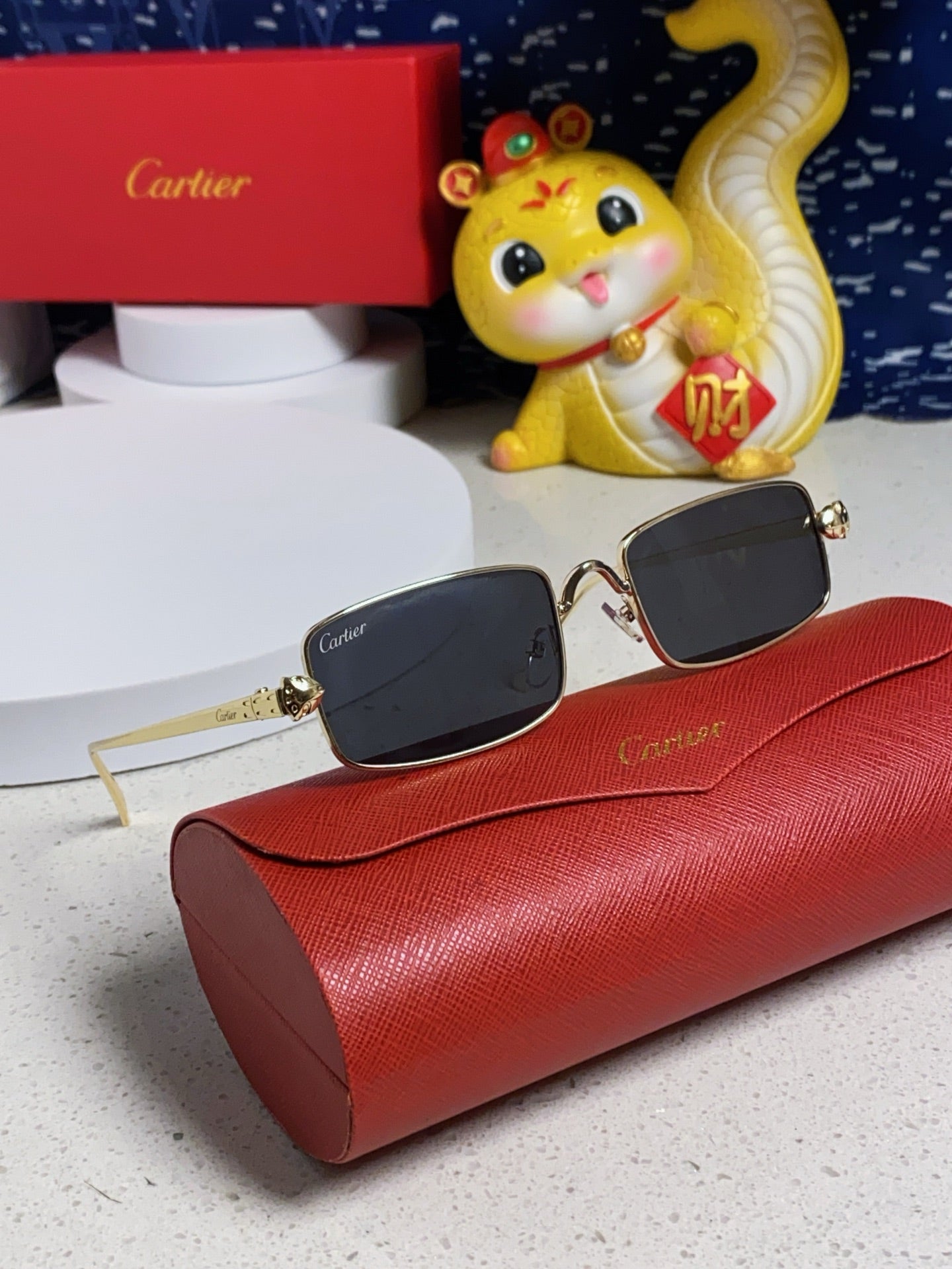 Cartier CT0473S Metal Square Red Lens Sunglasses for Men & Women - detail image 10