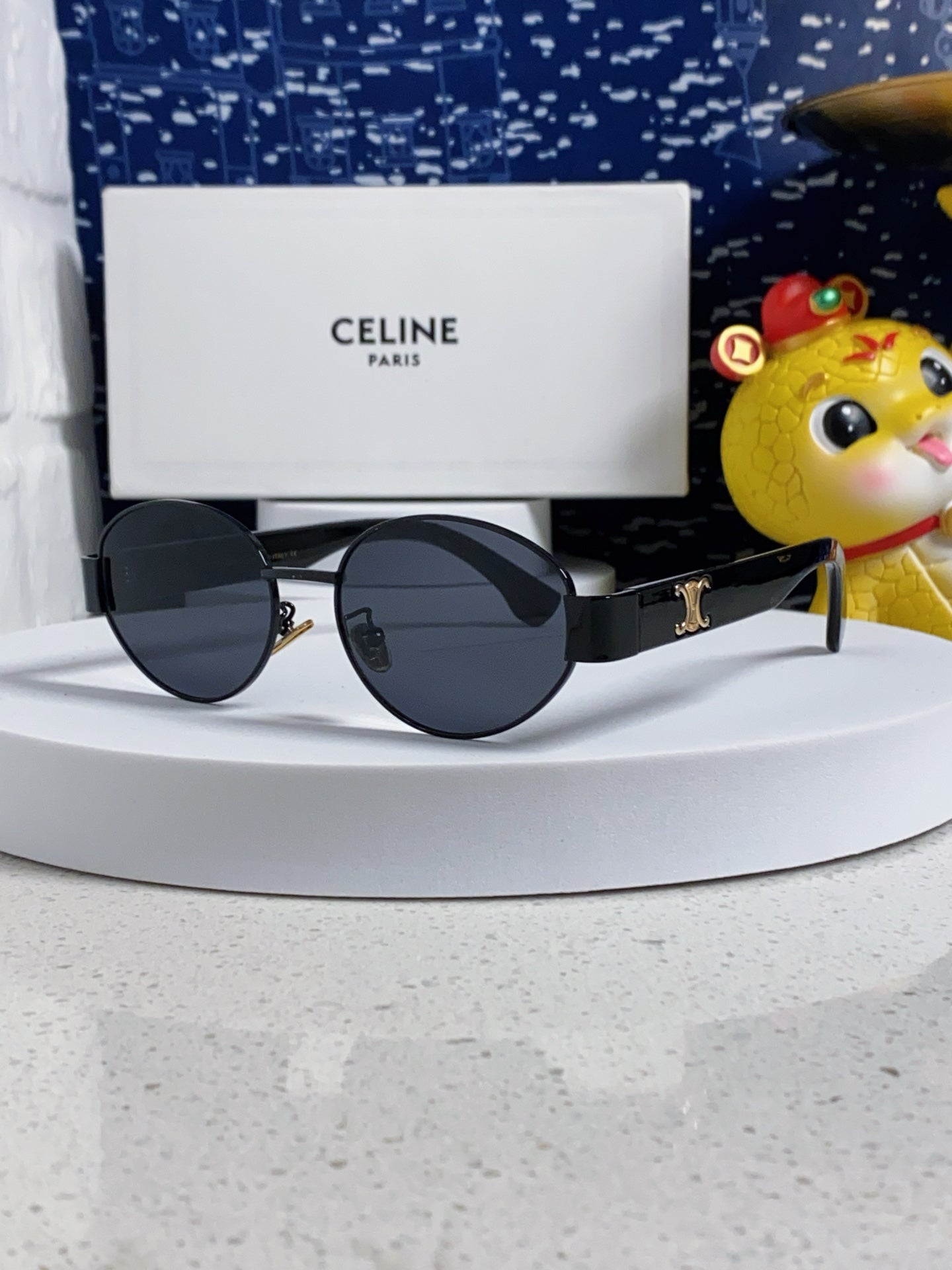 Celine Round Blue Lens Sunglasses for Men & Women - 398835