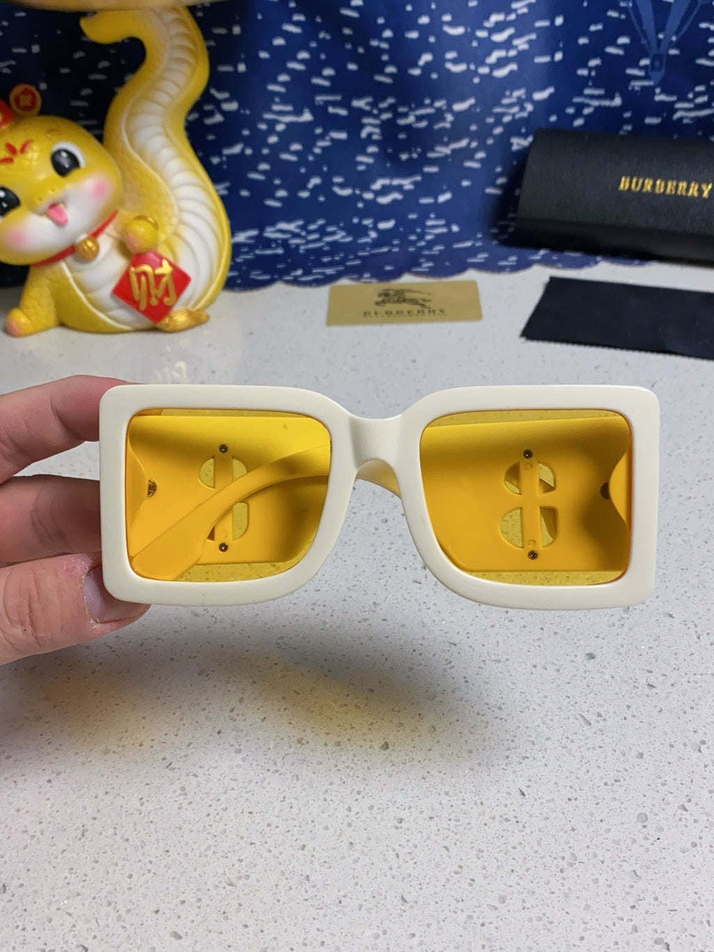 Burberry Oversized Orange Lens Sunglasses for Men & Women - detail image 4