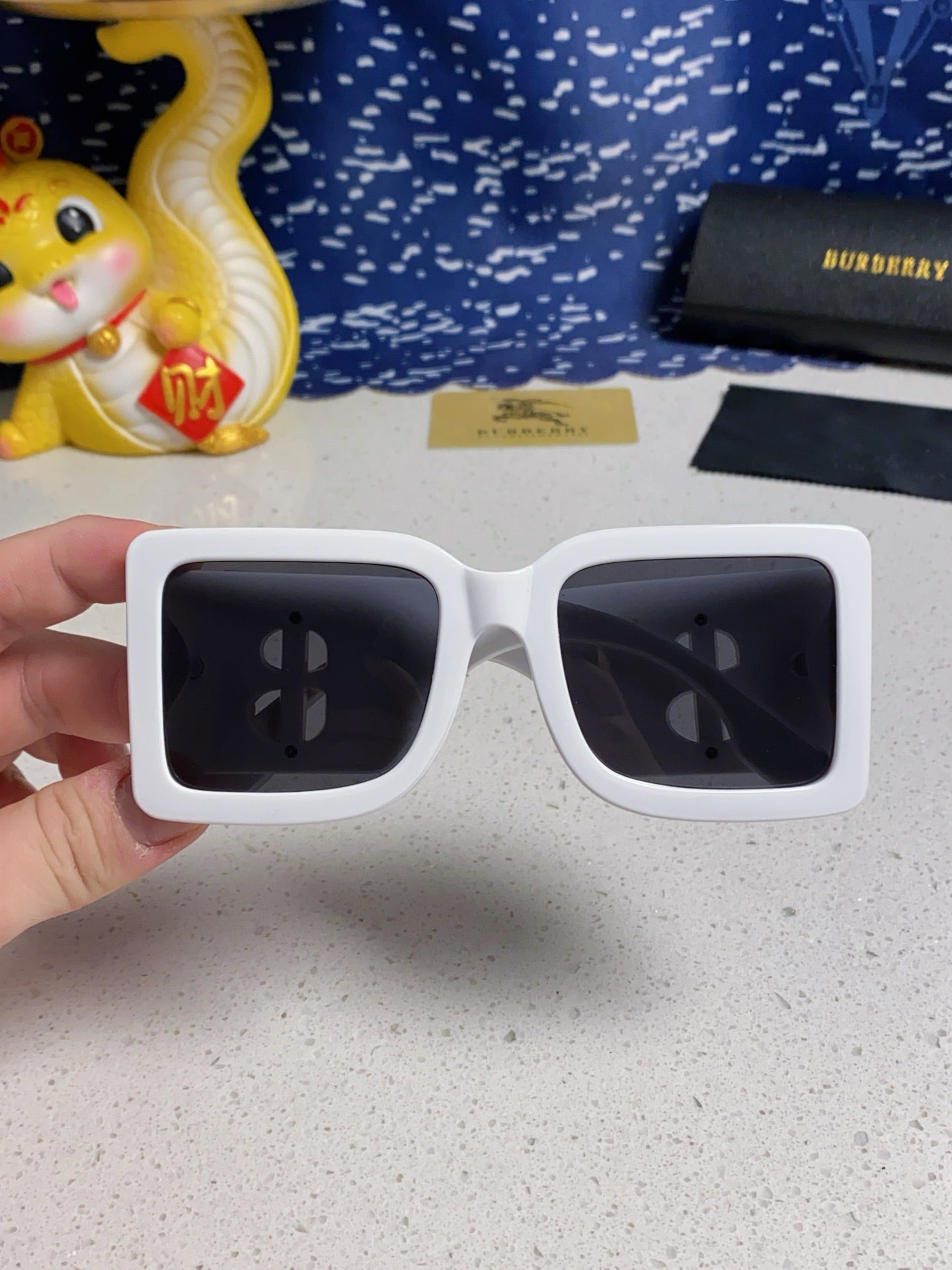 Burberry Oversized Silver Lens Sunglasses for Men & Women - detail image 4