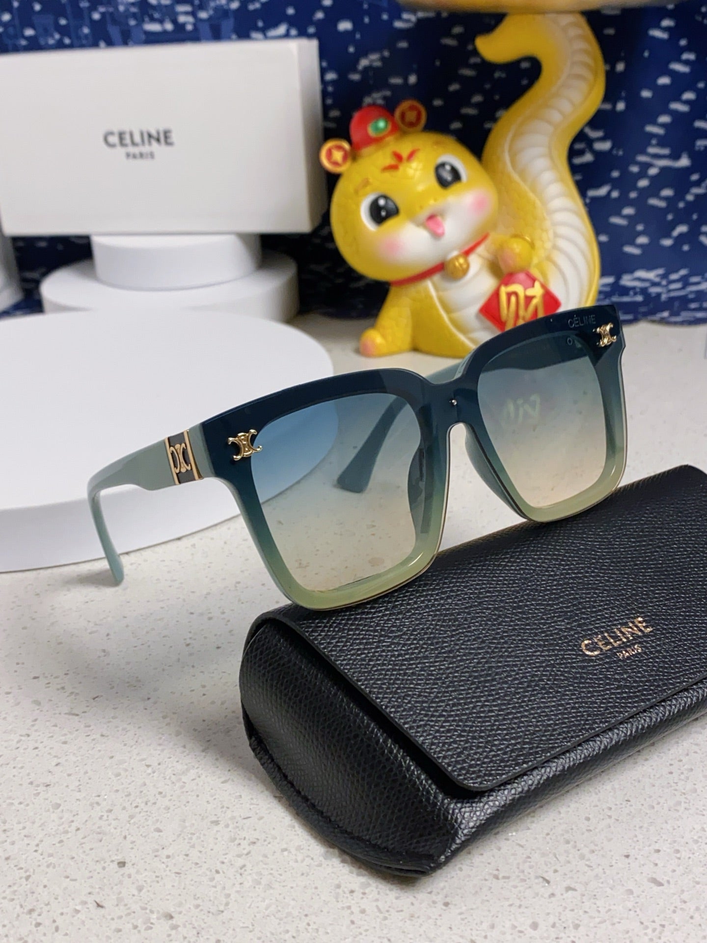 Celine Polarized Square Silver Lens Sunglasses for Men & Women - detail image 10