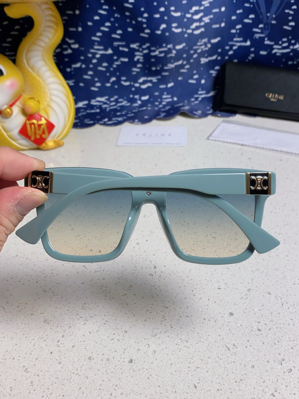 Celine Polarized Square Silver Lens Sunglasses for Men & Women - detail image 5