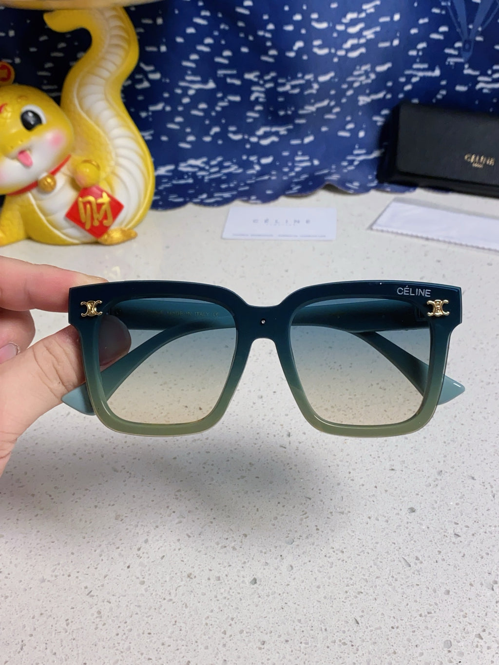 Celine Polarized Square Silver Lens Sunglasses for Men & Women - detail image 4
