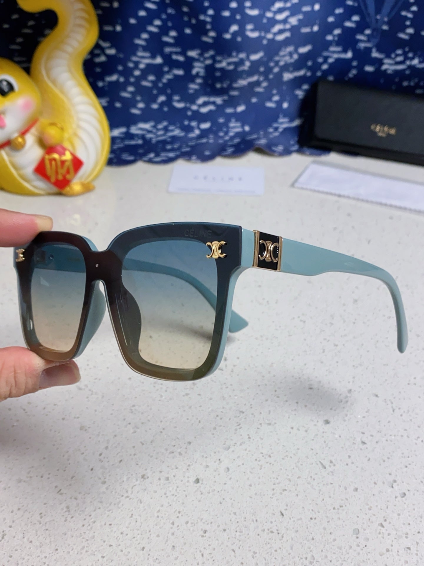 Celine Polarized Square Silver Lens Sunglasses for Men & Women - detail image 6