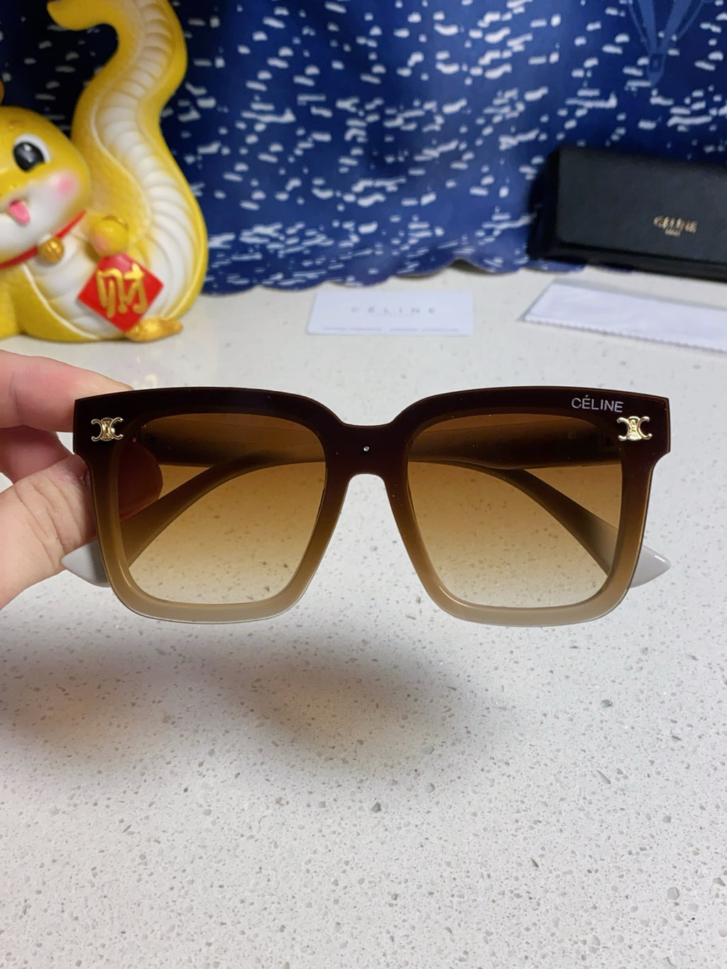 Celine Polarized Square Brown Lens Sunglasses for Men & Women - detail image 4