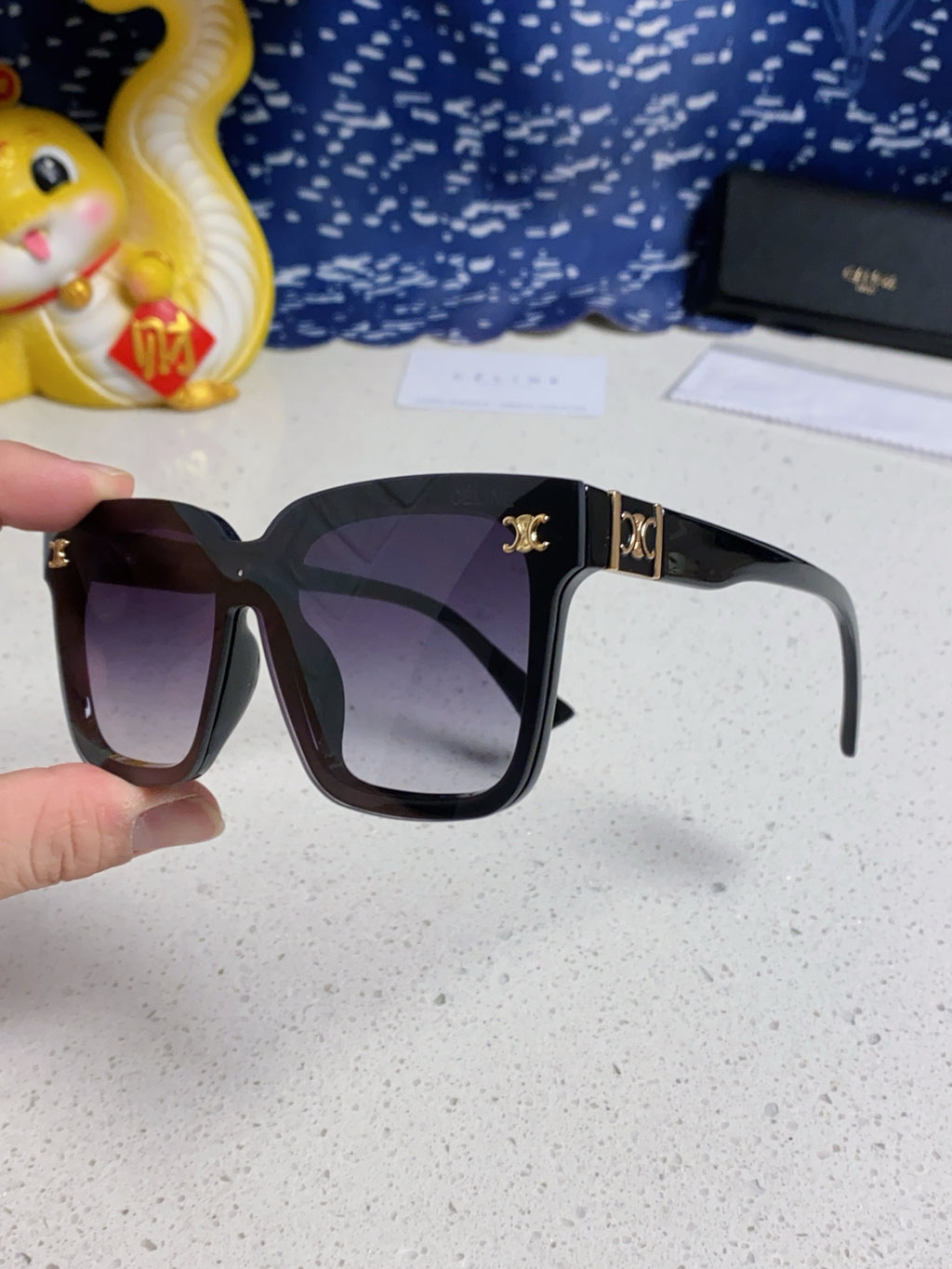 Celine Polarized Square Blue Lens Sunglasses for Men & Women - 449292 - detail image 6