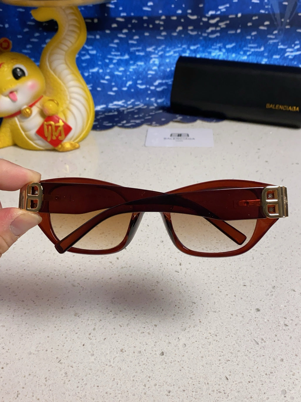 Balenciaga Metal Cat-Eye Brown Lens Sunglasses for Men & Women - detail image 5