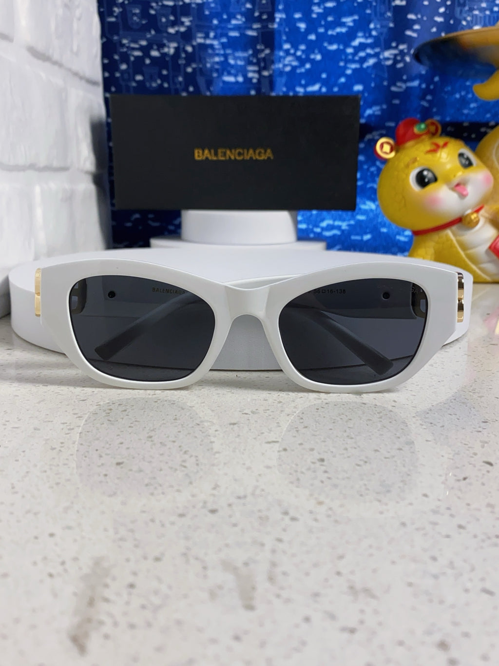 Balenciaga Metal Cat-Eye Silver Lens Sunglasses for Men & Women - detail image 9