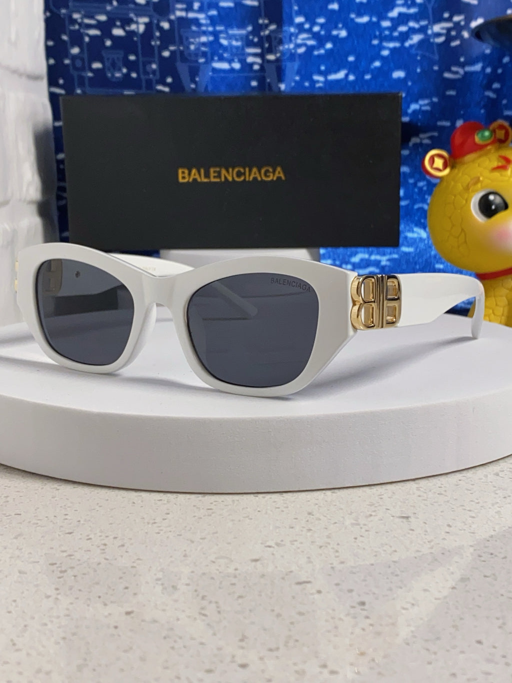 Balenciaga Metal Cat-Eye Silver Lens Sunglasses for Men & Women