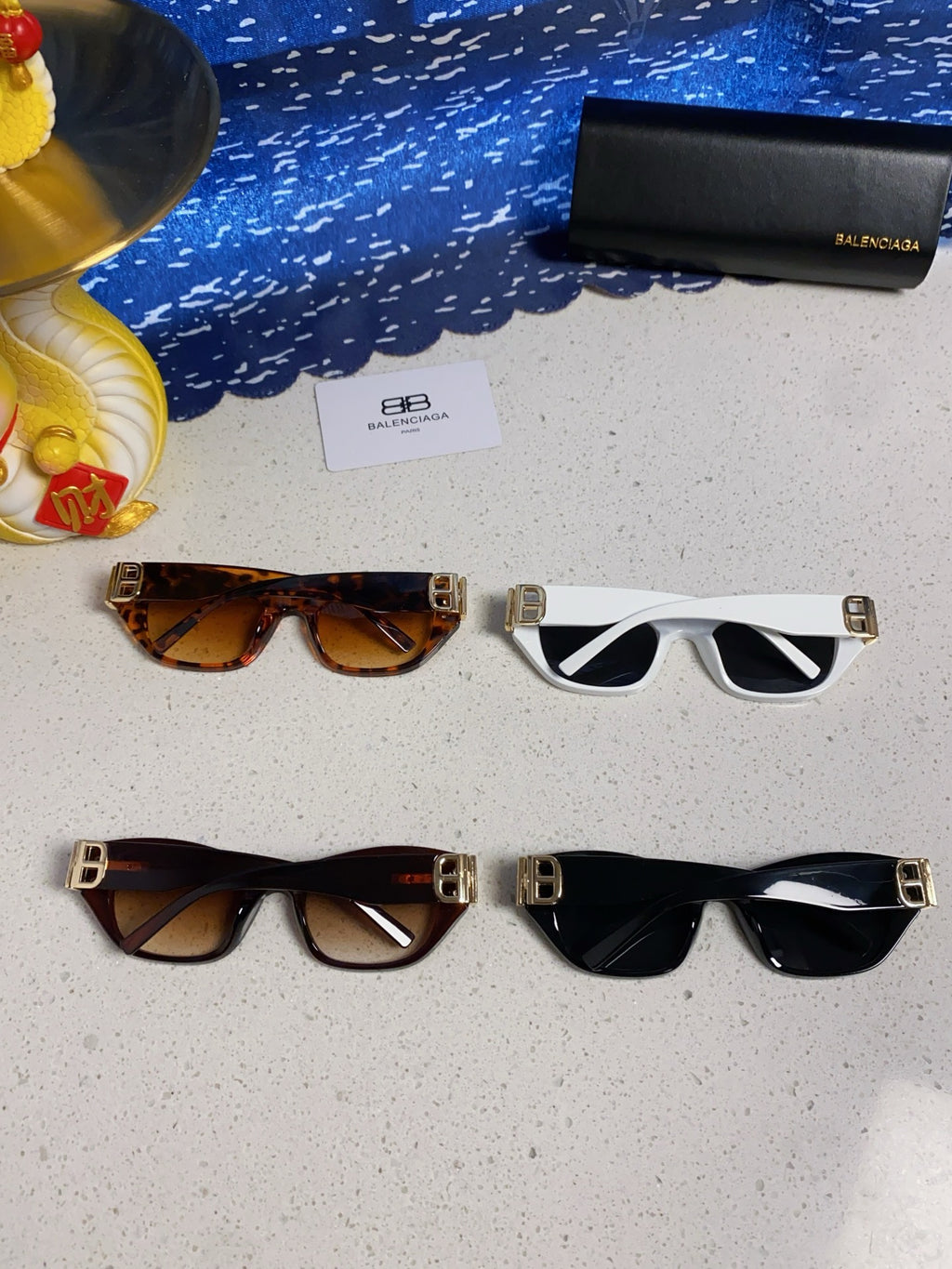 Balenciaga Metal Cat-Eye Silver Lens Sunglasses for Men & Women - detail image 11