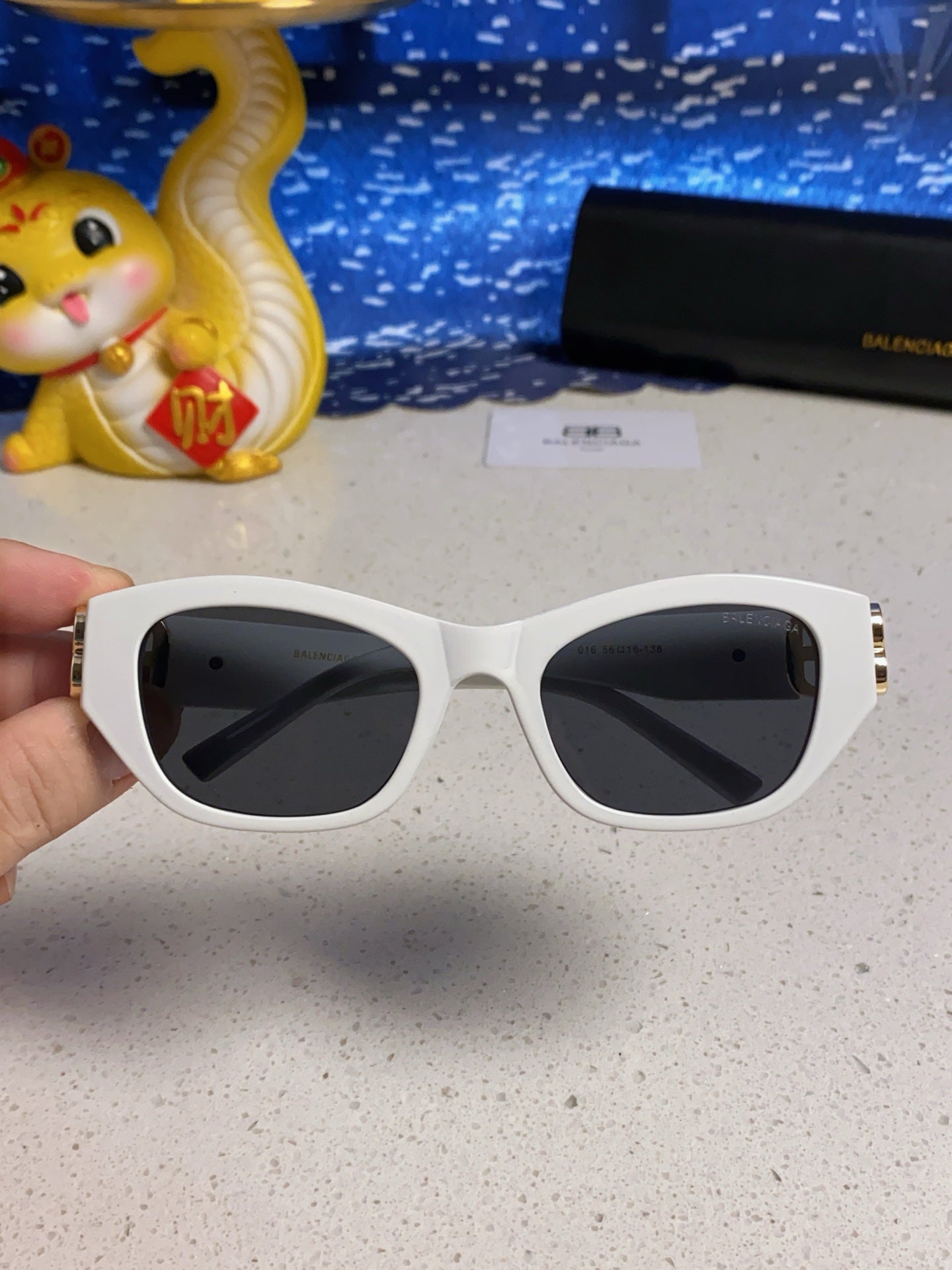 Balenciaga Metal Cat-Eye Silver Lens Sunglasses for Men & Women - detail image 4