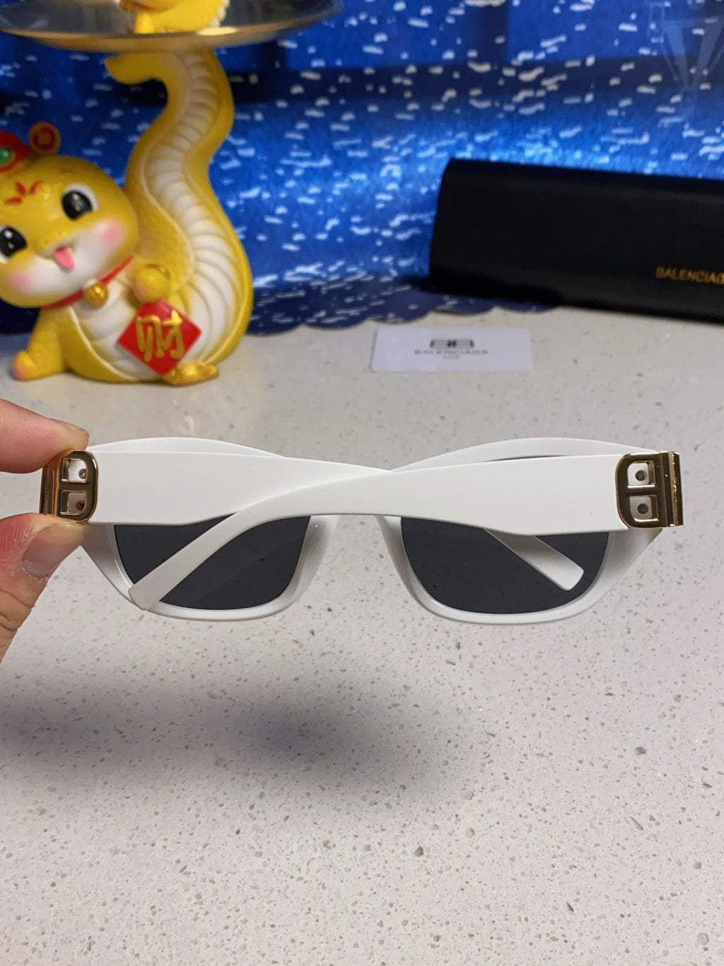 Balenciaga Metal Cat-Eye Silver Lens Sunglasses for Men & Women - detail image 5