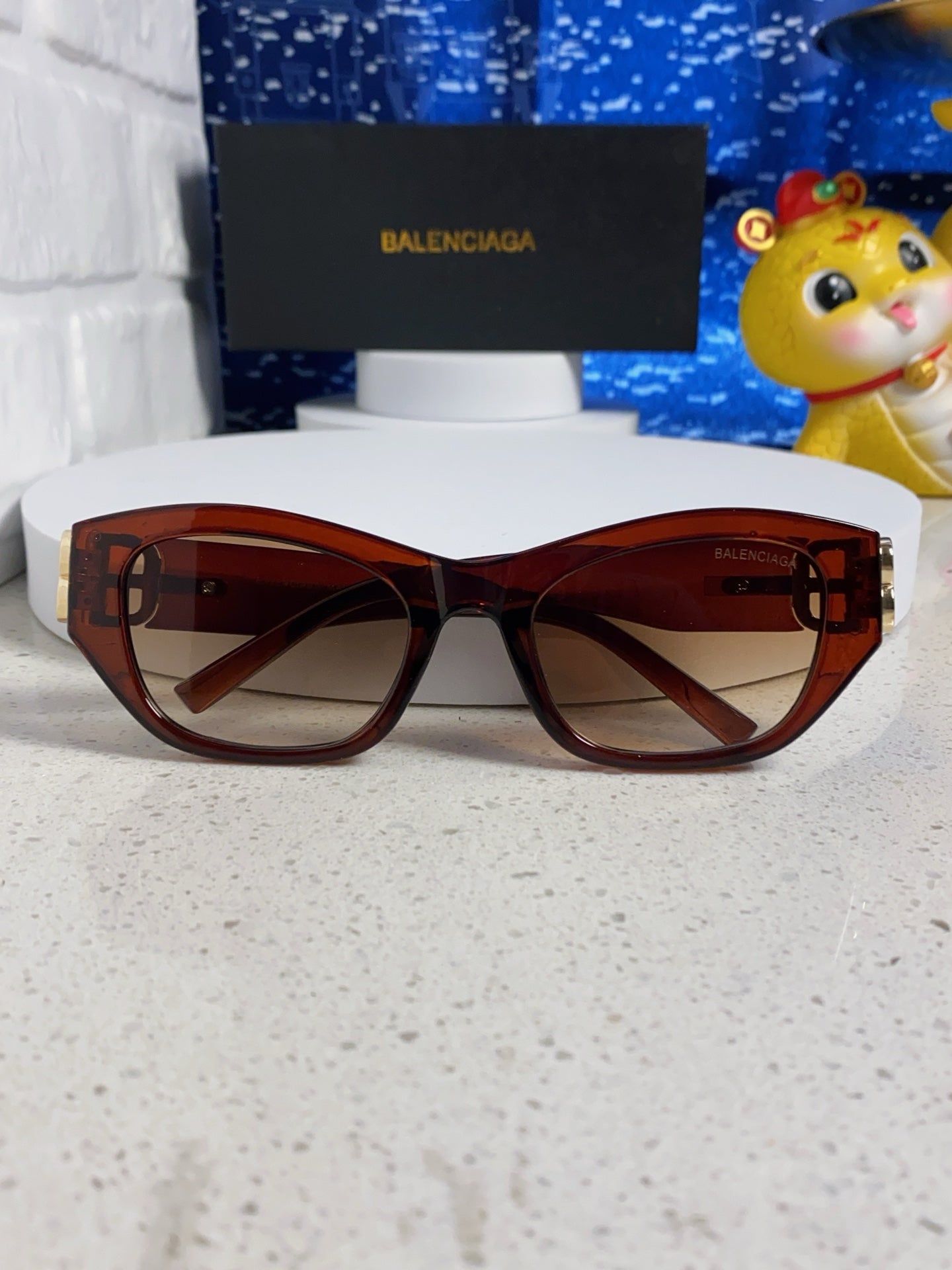 Balenciaga Metal Cat-Eye Brown Lens Sunglasses for Men & Women - detail image 9