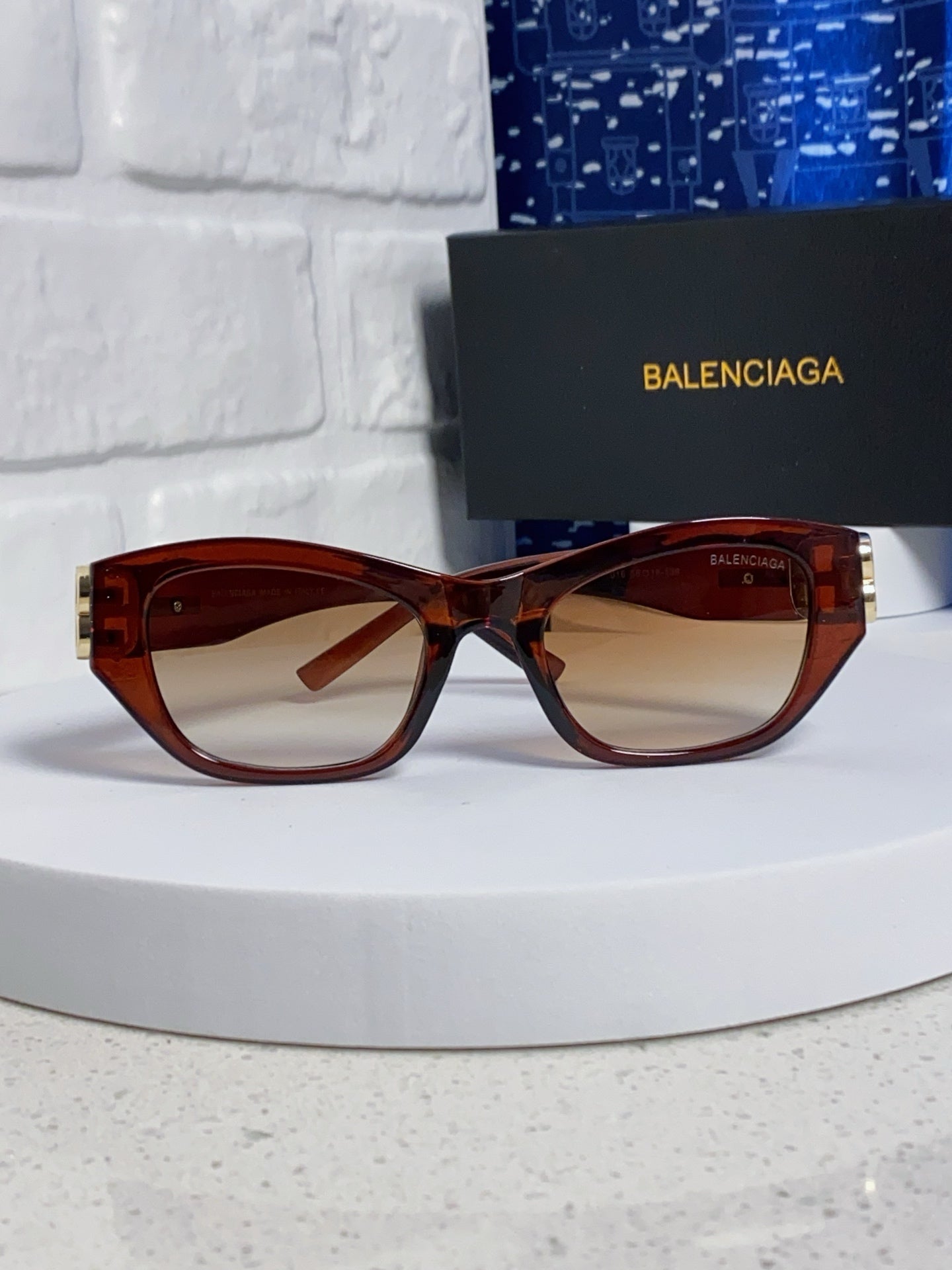 Balenciaga Metal Cat-Eye Brown Lens Sunglasses for Men & Women - detail image 2
