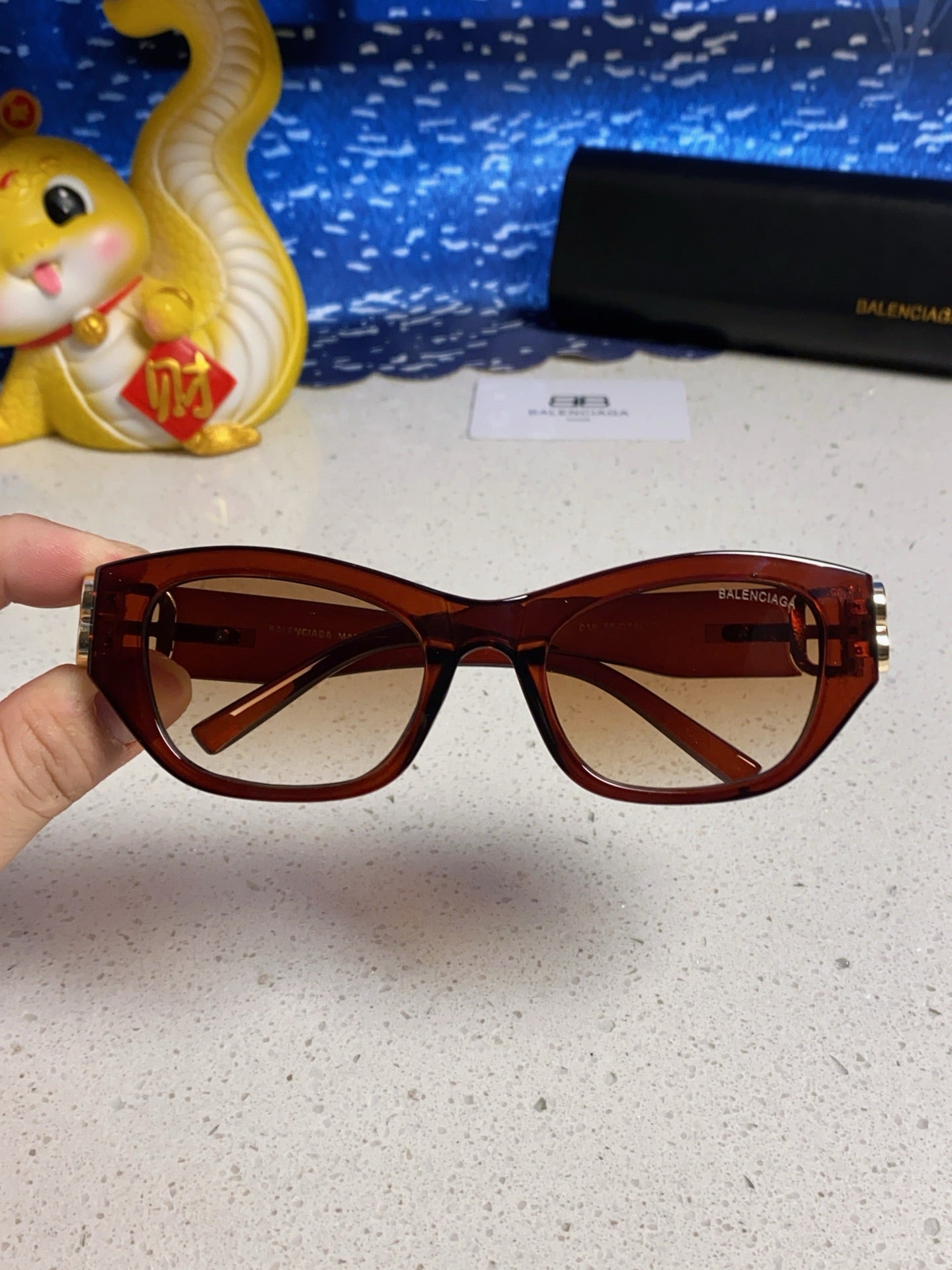 Balenciaga Metal Cat-Eye Brown Lens Sunglasses for Men & Women - detail image 4