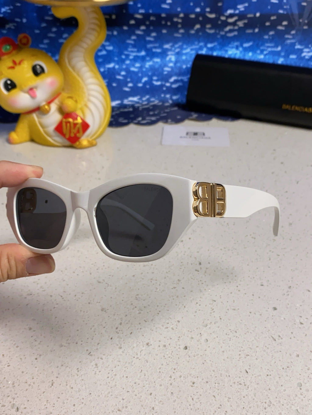 Balenciaga Metal Cat-Eye Silver Lens Sunglasses for Men & Women - detail image 6