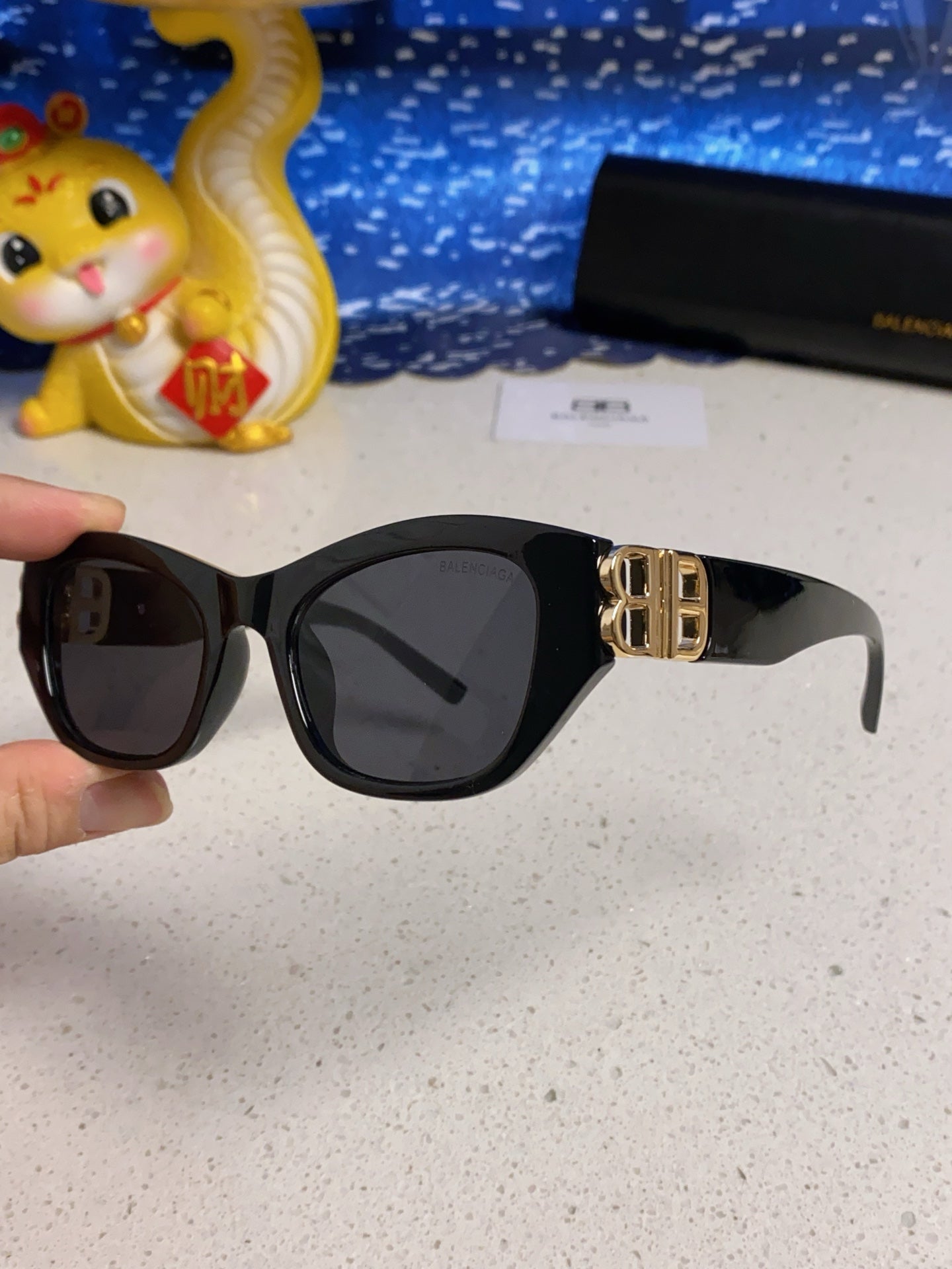 Balenciaga Metal Cat-Eye Red Lens Sunglasses for Men & Women - detail image 7