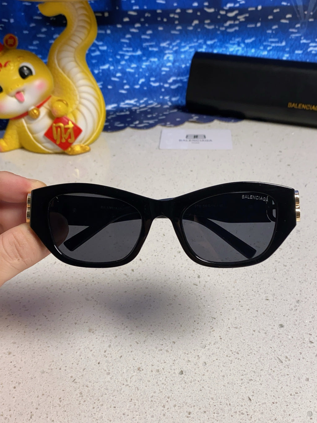 Balenciaga Metal Cat-Eye Red Lens Sunglasses for Men & Women - detail image 5