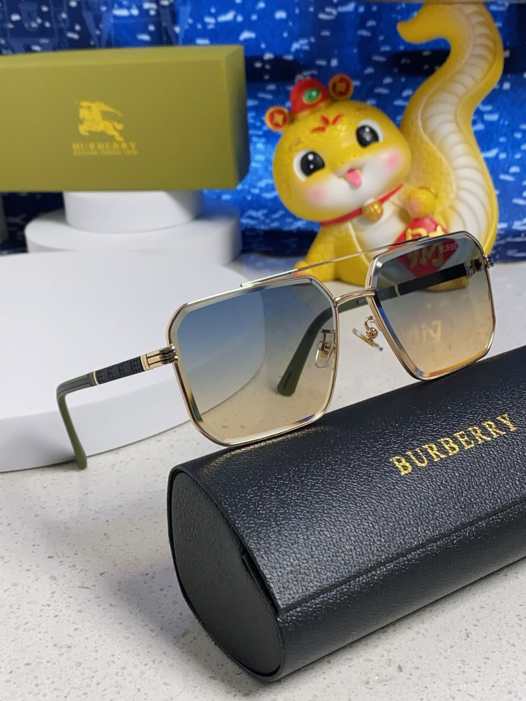 Burberry Polarized Metal Square Silver Lens Sunglasses for Men & Wome - 465933 - detail image 10