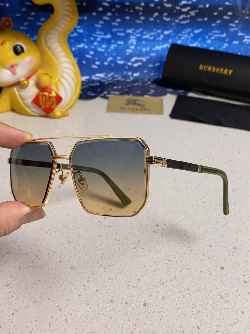 Burberry Polarized Metal Square Silver Lens Sunglasses for Men & Wome - 465933 - detail image 6