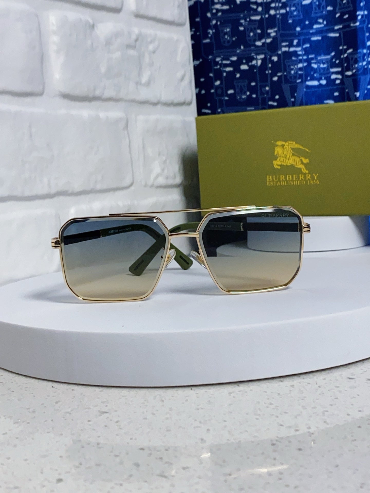 Burberry Polarized Metal Square Silver Lens Sunglasses for Men & Wome - 465933 - detail image 2
