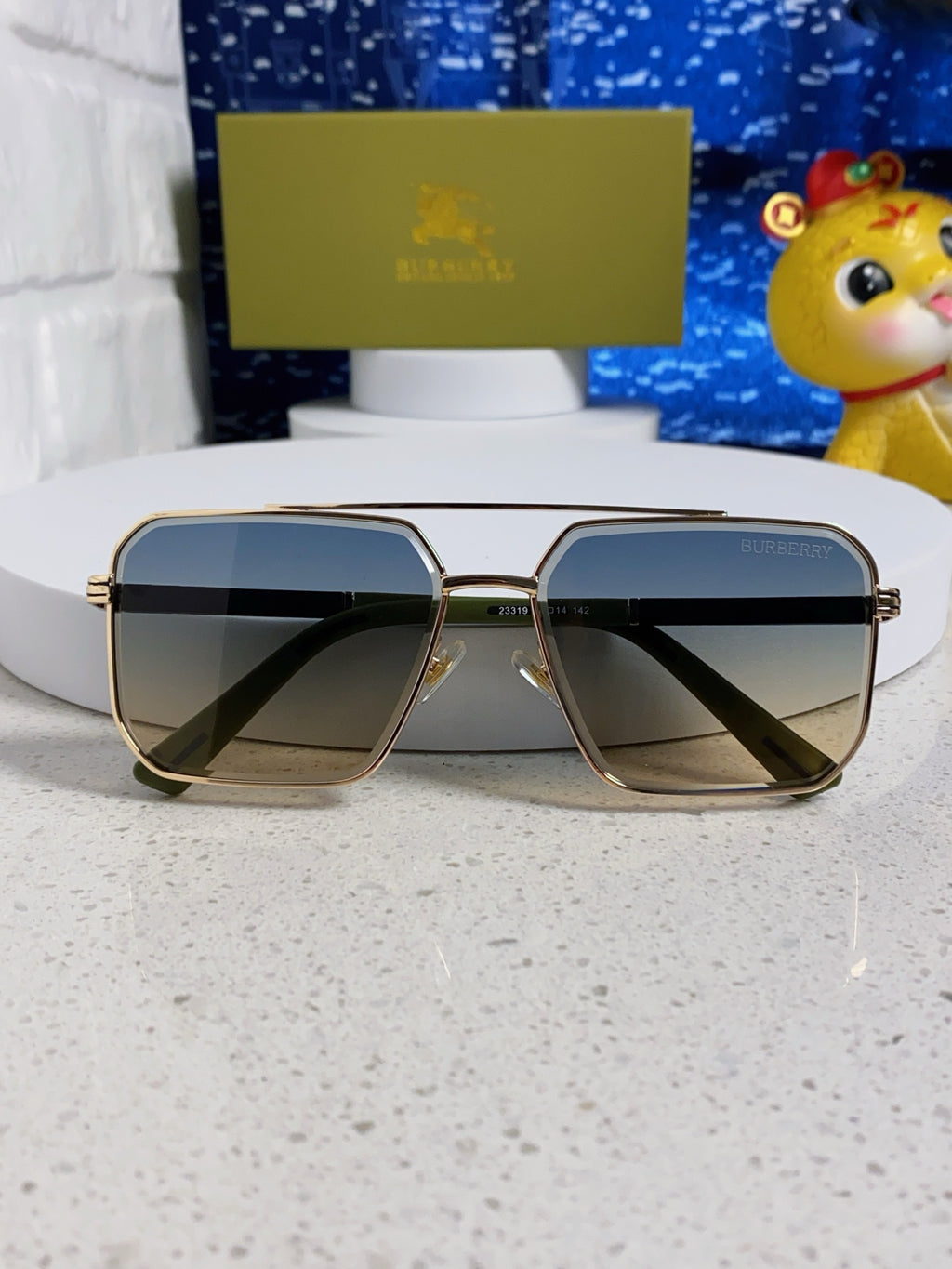 Burberry Polarized Metal Square Silver Lens Sunglasses for Men & Wome - 465933 - detail image 9