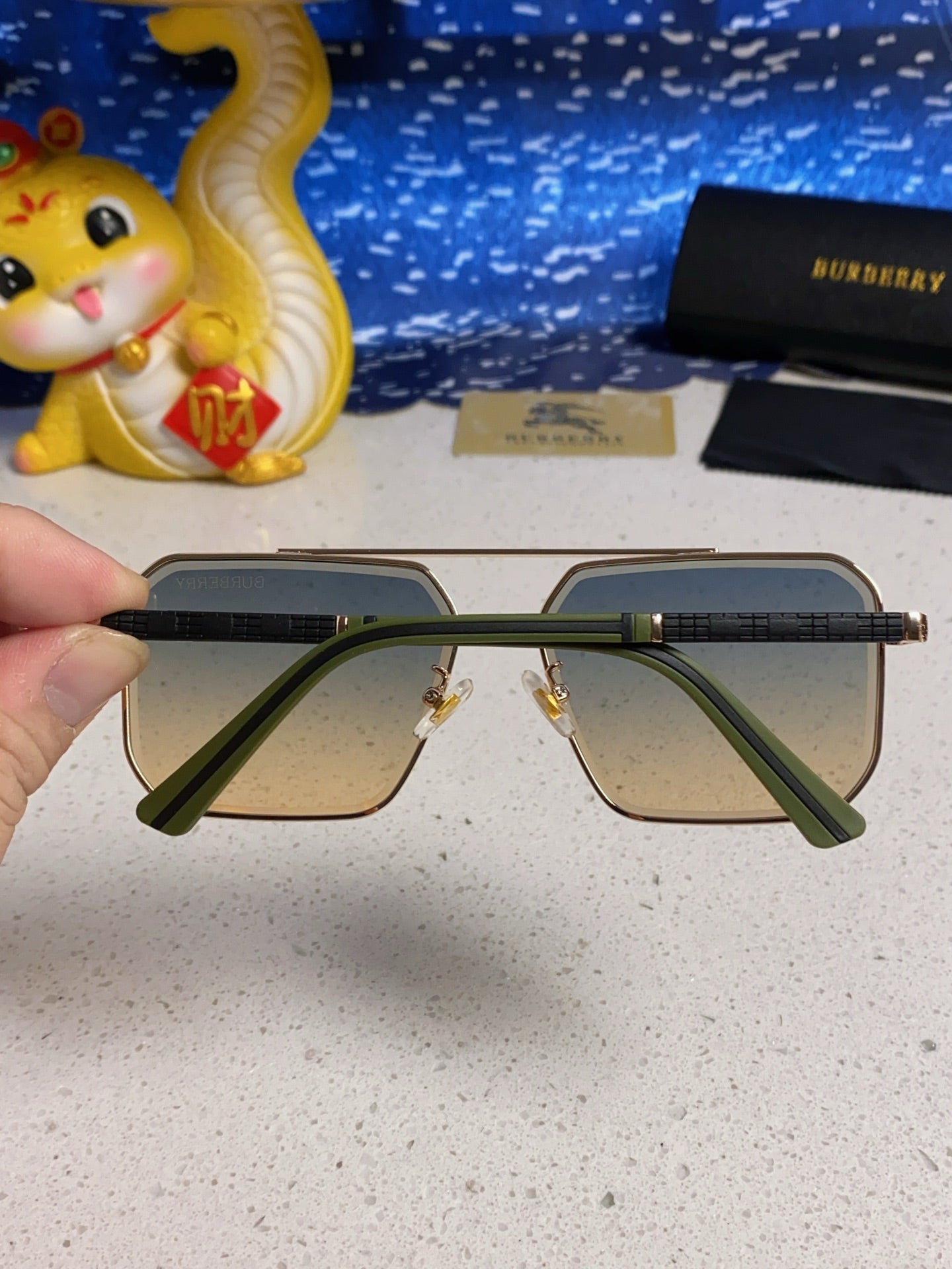 Burberry Polarized Metal Square Silver Lens Sunglasses for Men & Wome - 465933 - detail image 5