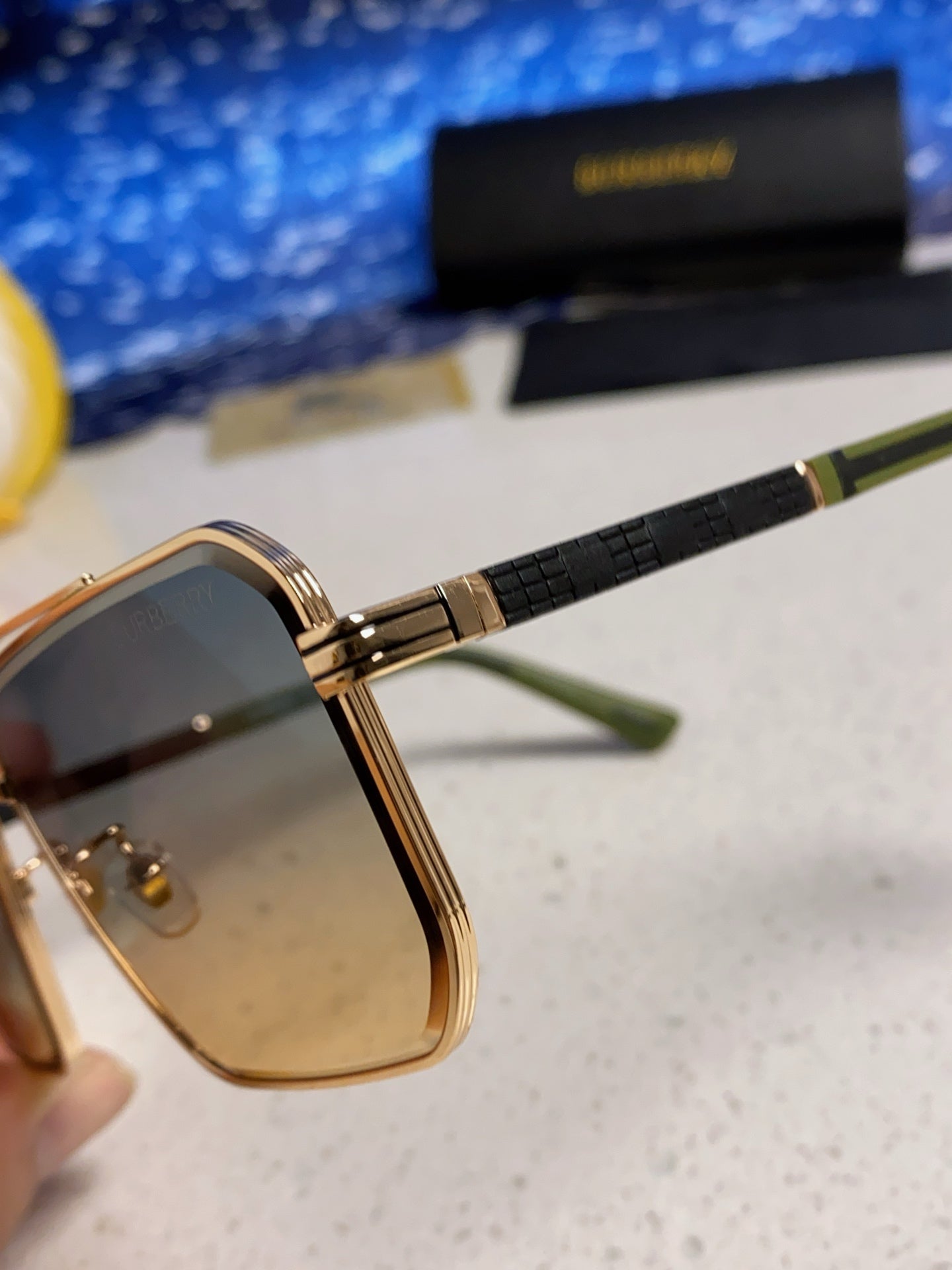 Burberry Polarized Metal Square Silver Lens Sunglasses for Men & Wome - 465933 - detail image 7