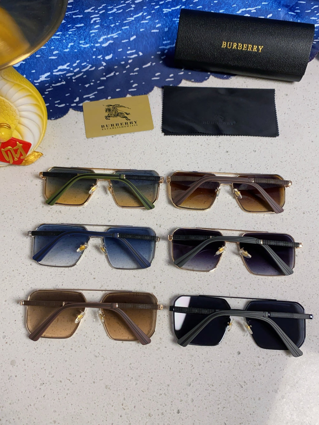 Burberry Polarized Metal Square Silver Lens Sunglasses for Men & Wome - 465933 - detail image 11