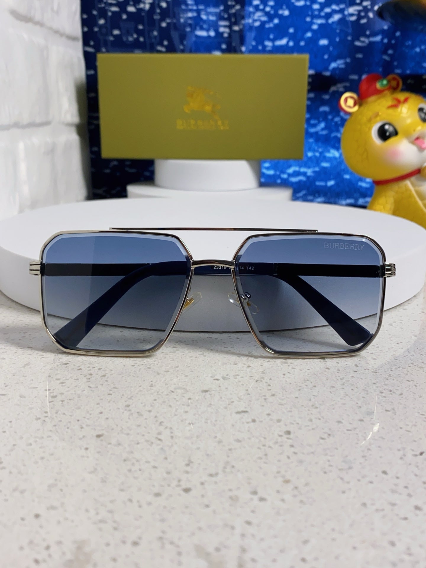 Burberry Polarized Metal Square Silver Lens Sunglasses for Men & Wome - 465934 - detail image 9